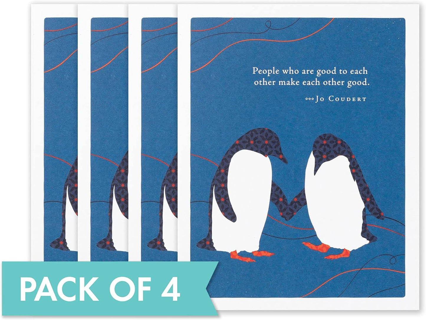 Compendium Positively Green 4-Pack of Thank You Cards – People who are good to each other make each other good (Four Cards Total, One Design, with Envelopes)