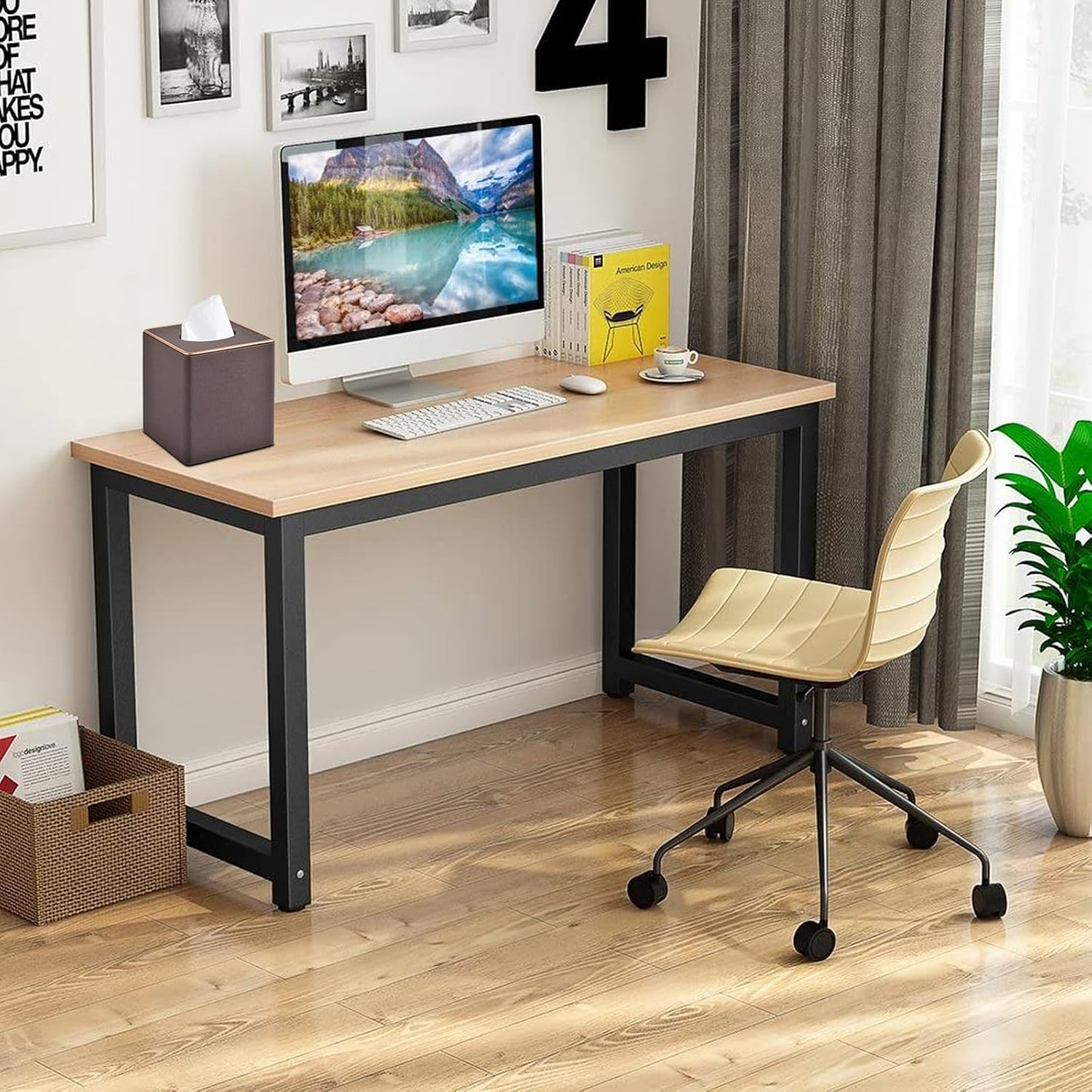 Tissue Box Cover Square Tissue Box Holder PU Leather Facial Organizer with Magnetic Bottom,Decorative Napkin Caddy for Vanity Dresser Night Stand Table Countertop Home Office Car,Coffee