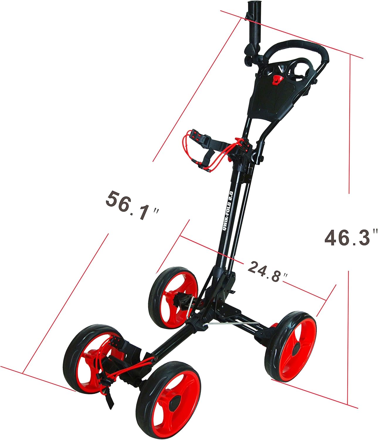 Folding Golf Push Cart 4 Wheel with Foot Brake – 1-Second Open & Close Golf Bag Cart, Adjustable Handle, Ball-Bearing Wheels, Lightweight Aluminum Frame, Umbrella Holder Included