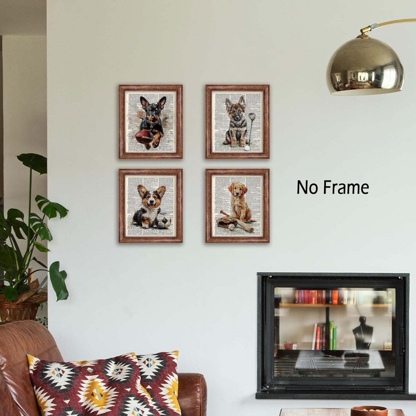 KSDUT Vintage Dog Sports Wall Decor Art Set of 4 - Retro Puppy Artwork Poster Prints Boys Room Wall Decor Kids Gifts Wall Art for Nursery Sports Room Dorm Decorations - 8"x10" Unframed