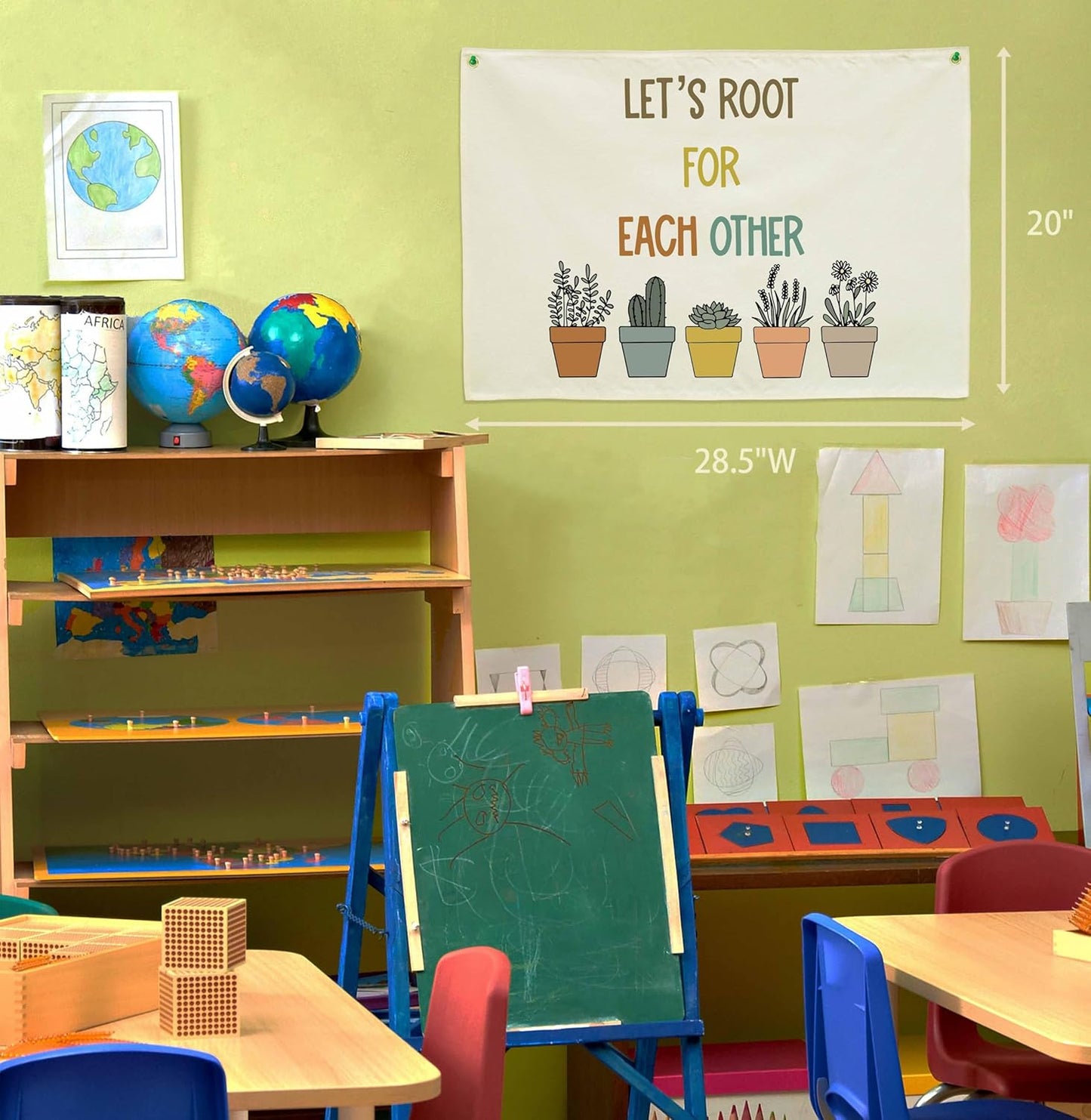 Classroom Decor-Classroom Poster-Child Art-Nursery Sign-Hanging Rectangle Banner Flag Wall Decor-Mental Health-Positive Affirmation Growth Quote-Christmas Gift-Let's Root for Each Other-28.5"L×20"W