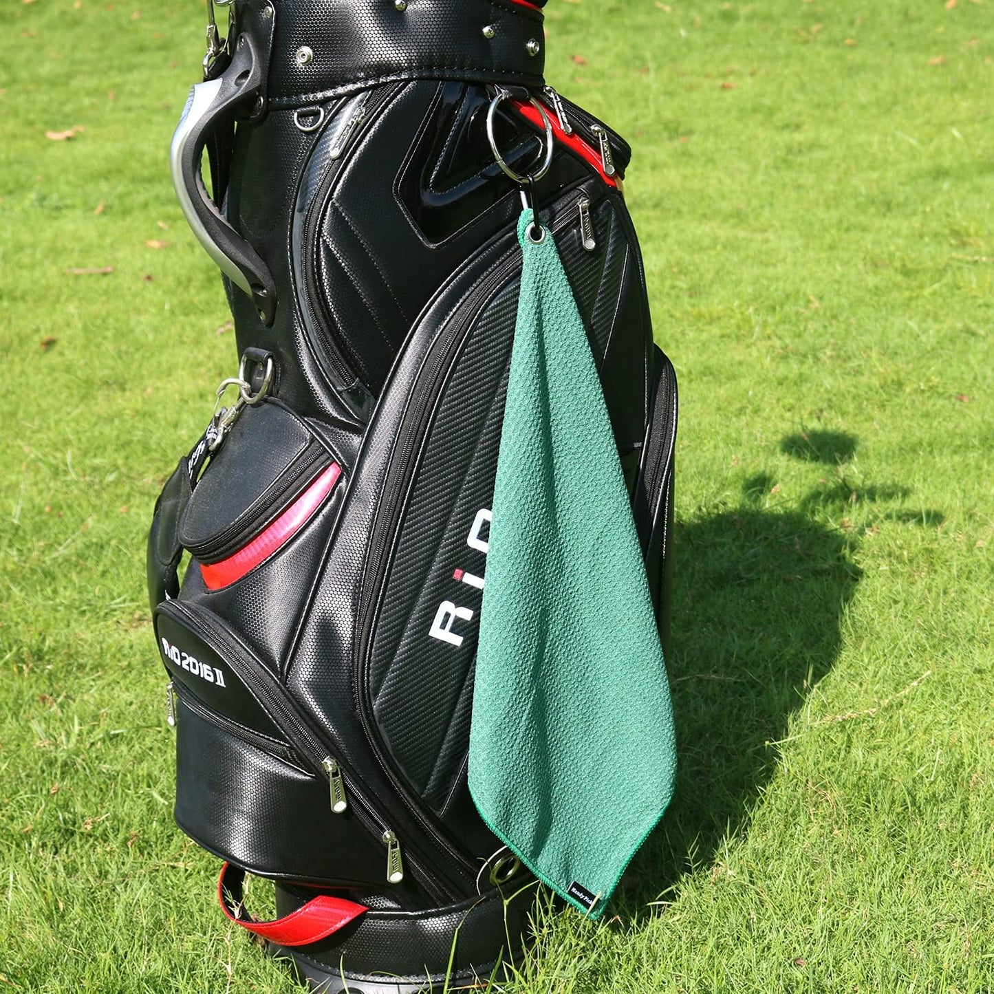 Handy Picks Microfiber Golf Towel (16" X 16") with Carabiner Clip, Waffle Pattern Golf Towel Hook and Loop Fastener - The Convenient Golf Cleaning Towel