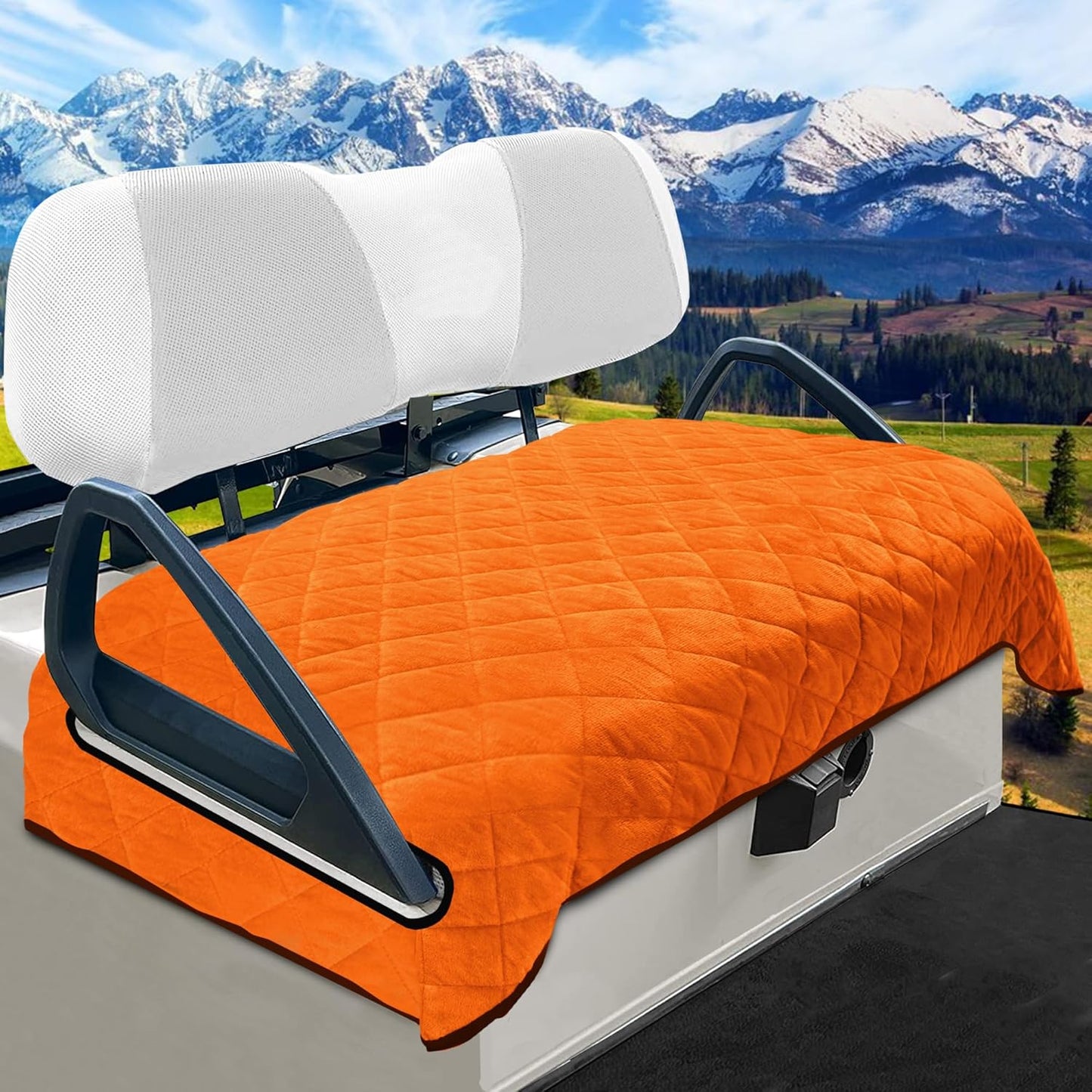 YOKYHOM Golf Cart Seat Covers, Golf Cart Seat Towel Blanket, Short Plush Surface, Soft and Comfortable, Suits EZGO, Yamaha, Club Car and Other 2-Seat Golf Carts, 51"x 30.5", Orange