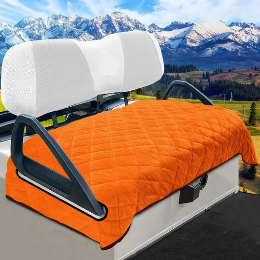 YOKYHOM Golf Cart Seat Covers, Golf Cart Seat Towel Blanket, Short Plush Surface, Soft and Comfortable, Suits EZGO, Yamaha, Club Car and Other 2-Seat Golf Carts, 51"x 30.5", Orange