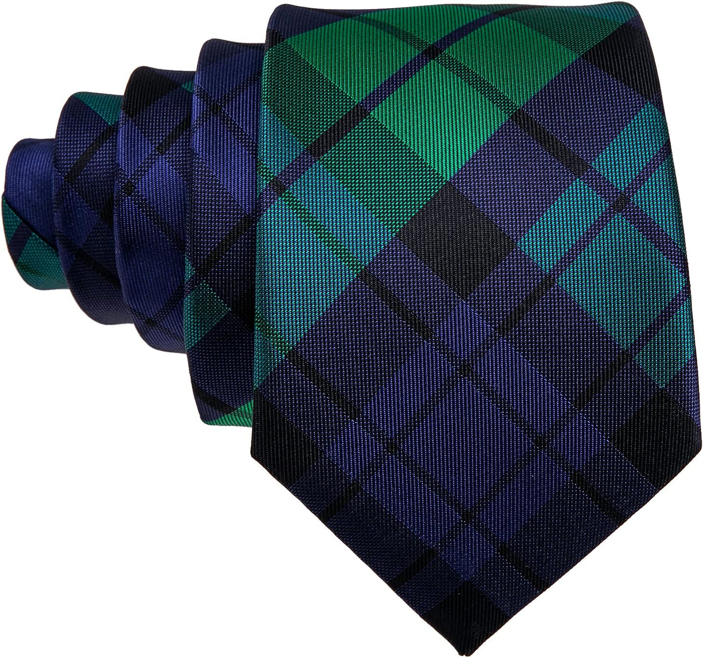 Barry.Wang Designer Classic Ties for Men Set Formal Pocket Square Cufflink Check Plaid