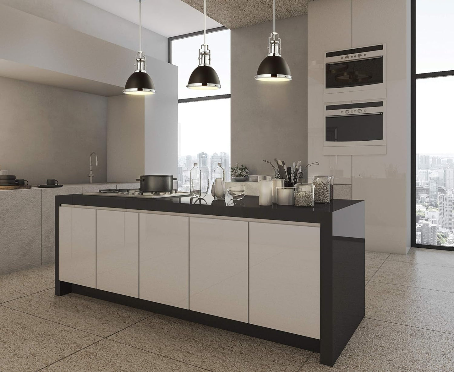 JONATHAN Y JYL9535B Homer 10" Iron/Glass Adjustable Vintage LED Kitchen Pendant for Living Room Bedroom, Bohemian Classic, Black/Chrome