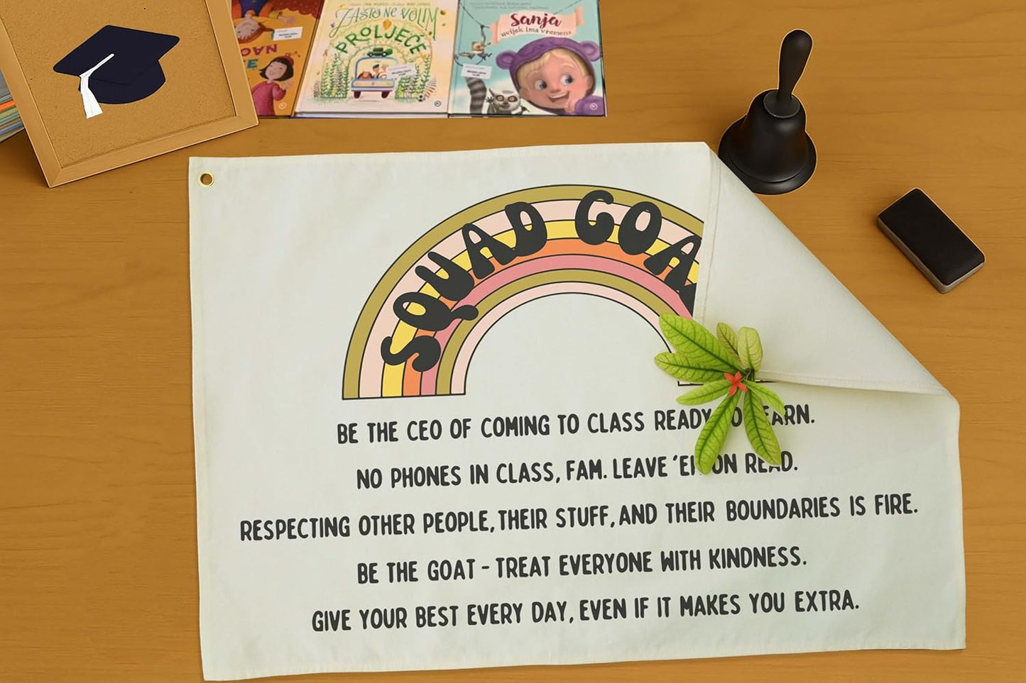 Classroom Wall Decor Poster-Funny Class Rules Banner-Teen Slang Flag-Rectangle Banner Flag Wall Decor-Door Sign-Christmas Gift-Inspirational Positive Motivational Growth Quote-Squad Goals-28.5"L×20"W