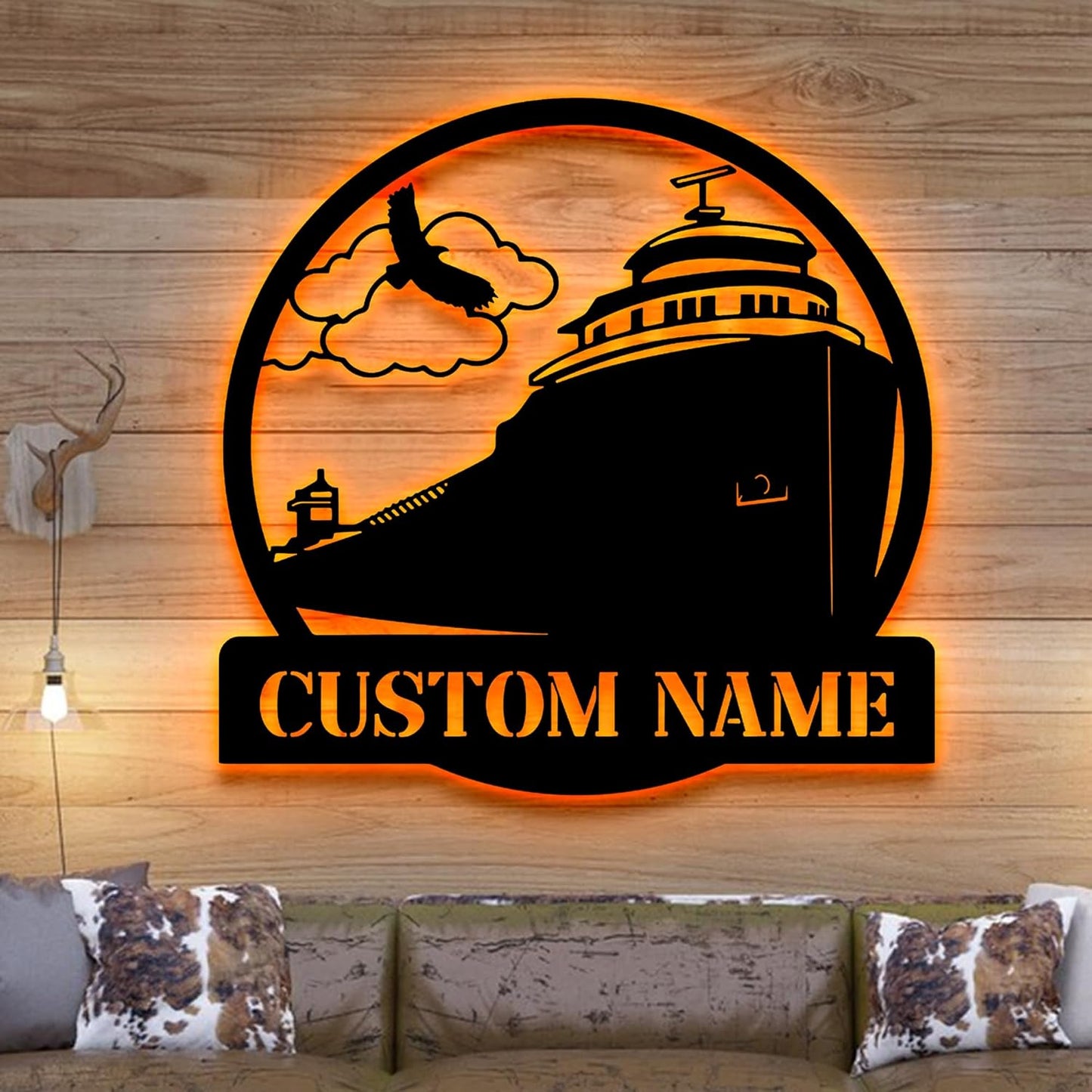 Custom Lake Freighter Ship Metal Wall Art With LED Light, Gift For Lake Freighter Ship Lovers, Wall Hanging, Home Decor, Birthday Gift