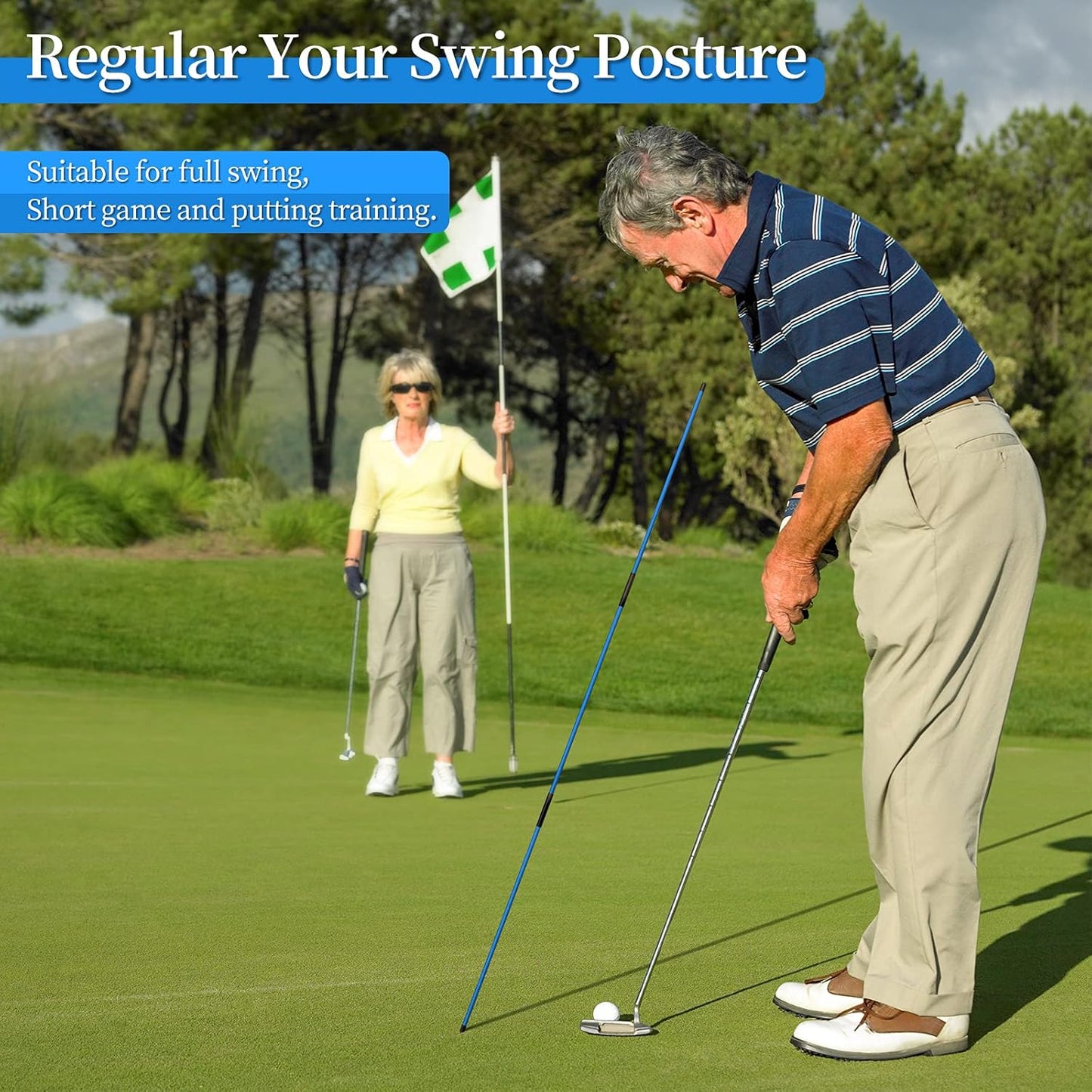 MoKo Golf Alignment Stick, 2 Set Golf Alignment Rods, 48" Collapsible Alignment Stick Golf Training Aid for Aiming, Putting, Posture Corrector, Golf Practice Sticks with Clear Tube Case