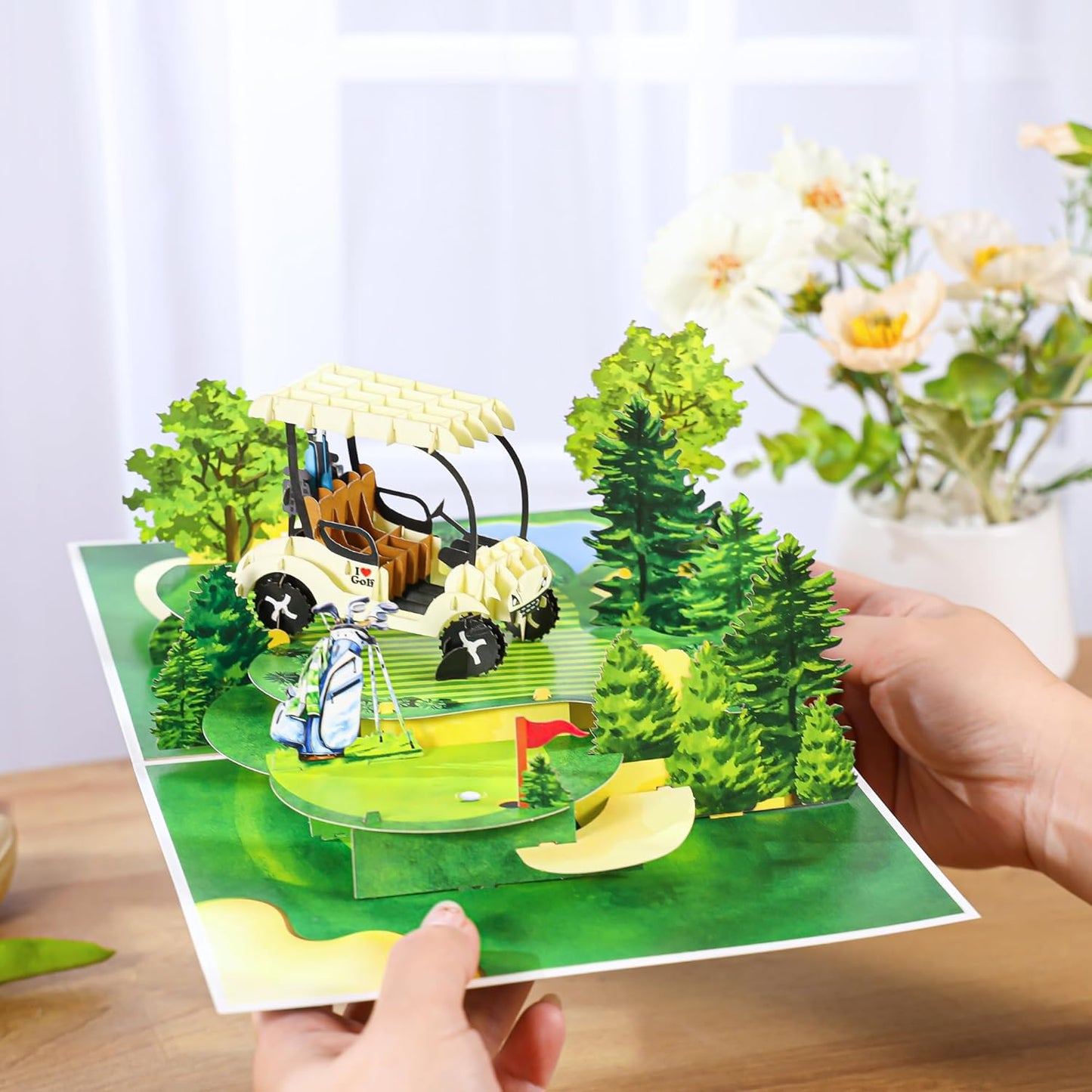 Golf Pop Up Birthday Card, 3D Golf Fathers Day Cards for Dad, Husband, Grandpa, Pap, Him, Men, Golfers; All-Occasion, Congratulations, Thank You, Father’s Day, Retirement for Boss, Coworker, 6x8 In