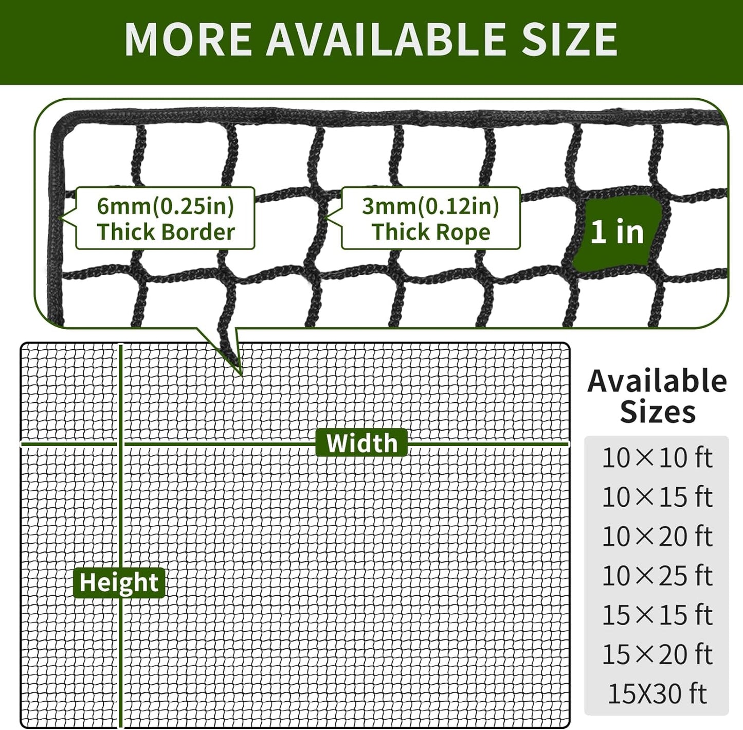 NQB Golf Practice Net with Steel Hanging Kit & Nylon Rope, Hitting Net for Multiple Sports