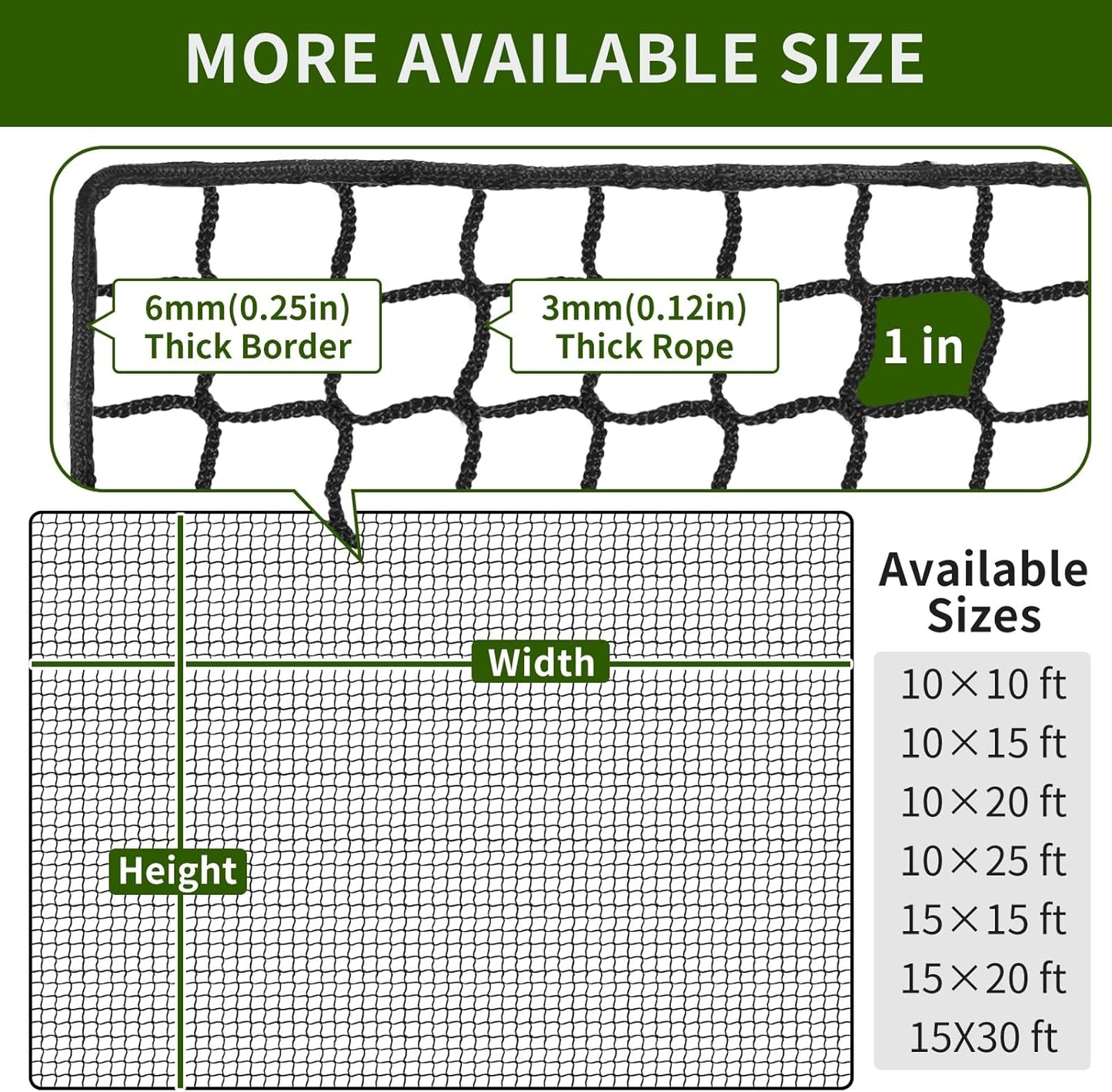 NQB Golf Practice Net with Steel Hanging Kit & Nylon Rope, Hitting Net for Multiple Sports