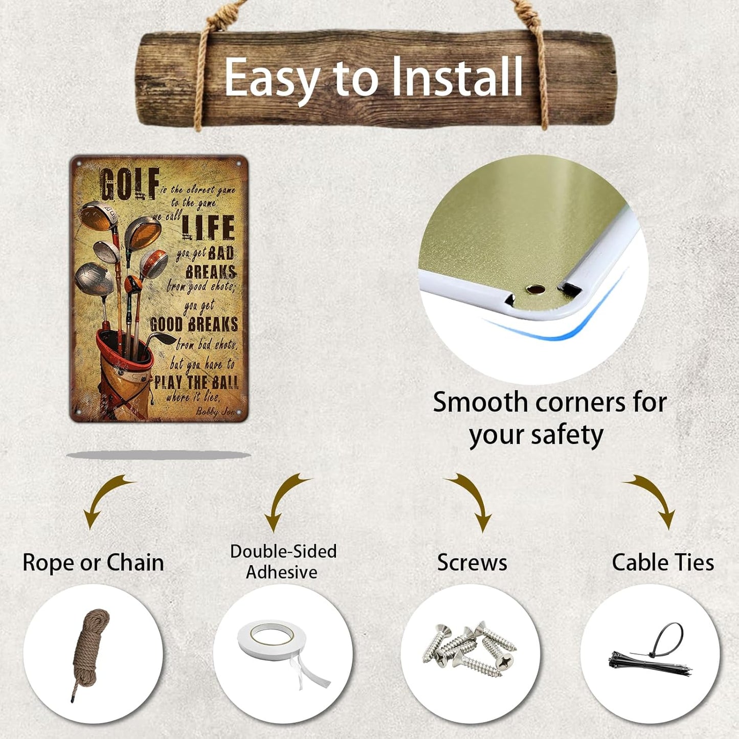 Vintage Golfing Golf Life Metal Tin Sign 8x12 Inch for Home Club Man Cave