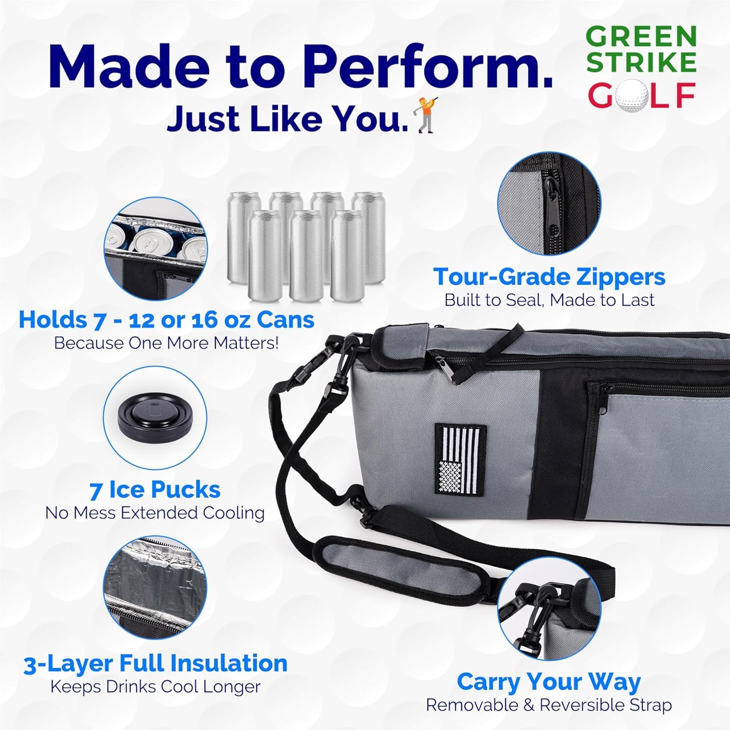 9 Can Insulated Golf Beer Sleeve with 7 Ice Pack Coolers - 8mm Thick Insulation Keeps Drinks Cold and Leak Proof Zipper – Customer-Favorite Golfing Gifts & Golf Bag Accessories