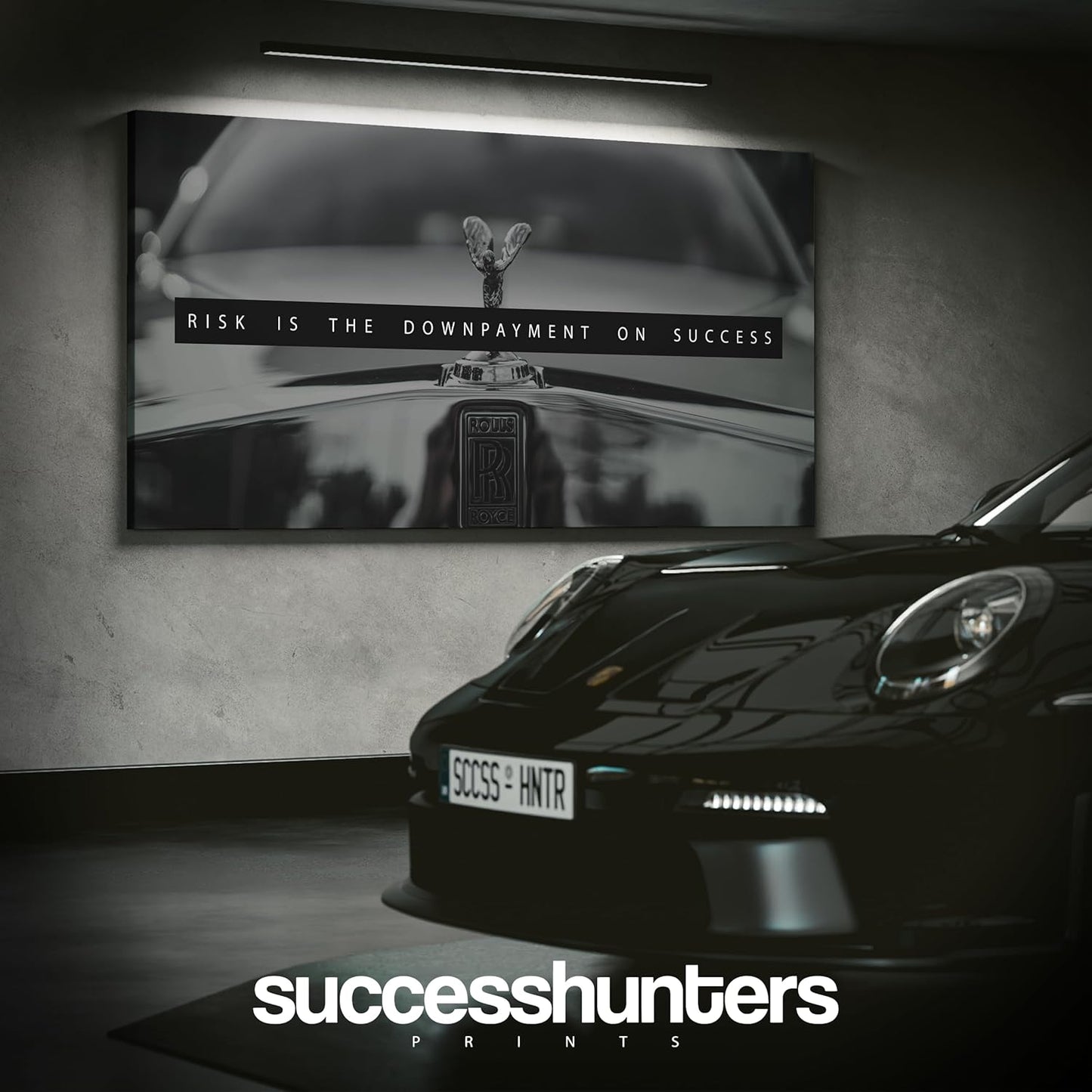 Motivational Wall Art for Office, Super Car Art Canvas, Inspirational Automotive Decor for Rolls Royce Sportscar Lovers, Motivational Wall Decor for Office and Home, Car Poster (20 X 10 in)