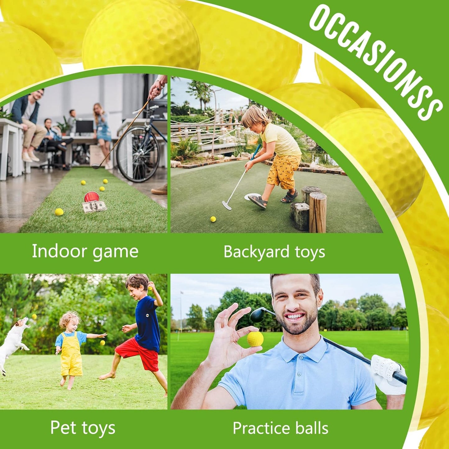 Junkin 24 Pcs Foam Golf Practice Balls Realistic Feel and Flight Training Sport Balls Elastic Soft Foam Golf Balls for Indoor or Outdoor Backyard Training