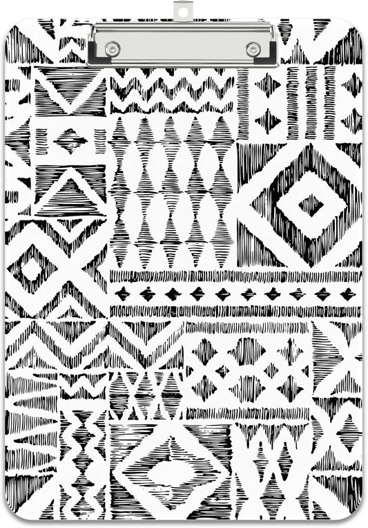 Rimilak Plastic Clipboards with Metal Clip, A4 Letter Size 9 x 12.5 in, Office Decorative for Students Women Men and Kids, Cute Custom Pattern, Abstract Diamond