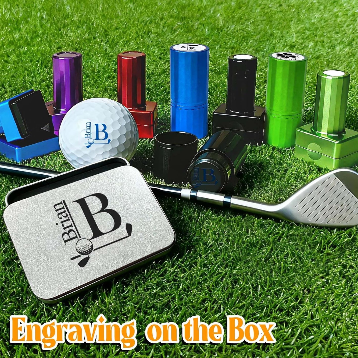 ONFAON Custom Golf Ball Stamp, Personalized Name Golf Ball Marker Stamp with Monogram Logo, Reusable Inking Customized Golf Stamper Accessories Gifts for Golfers