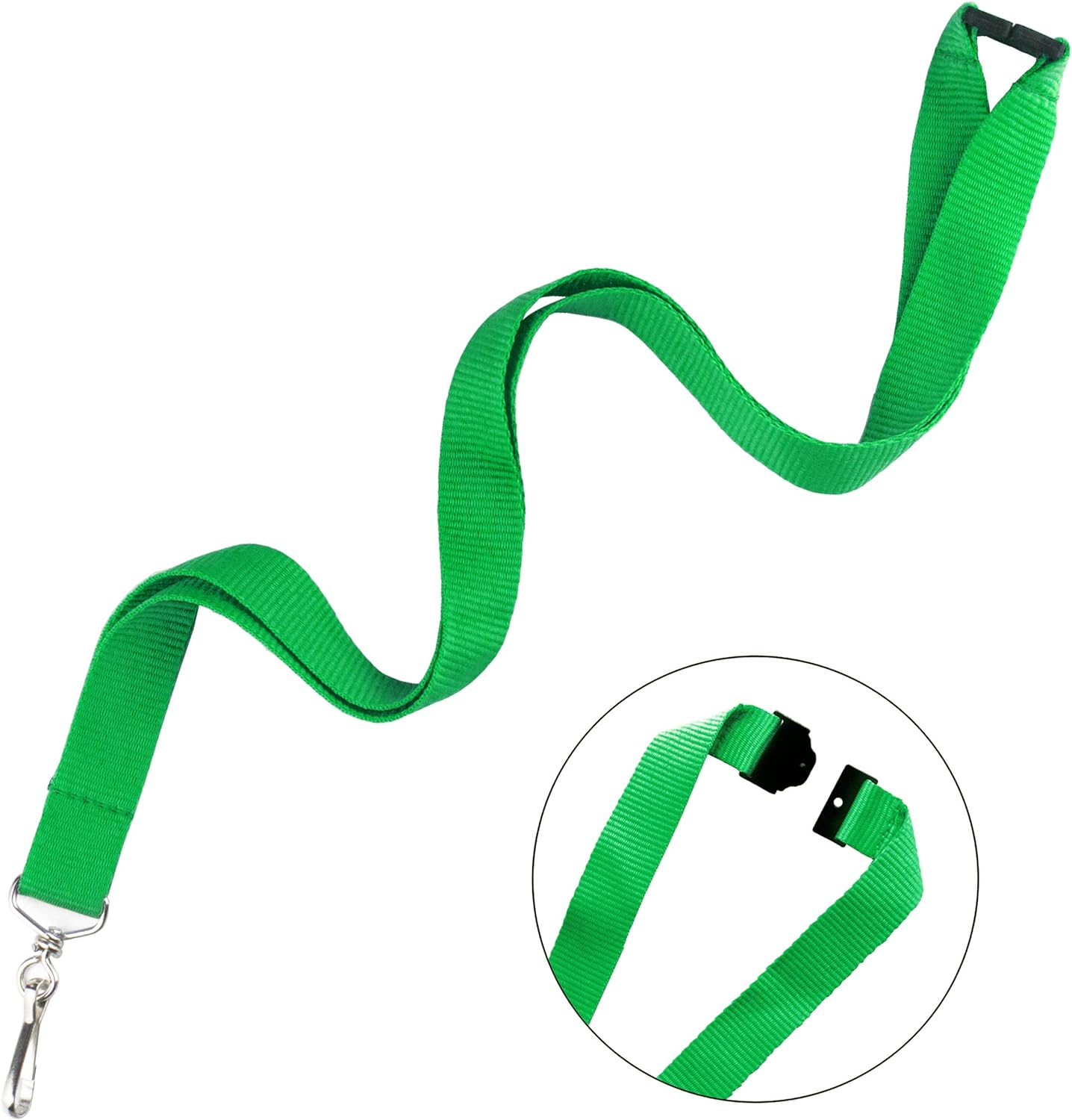 12 Pack Breakaway Lanyards & Durable Neck Straps for Schools, Office, Cruise, Green