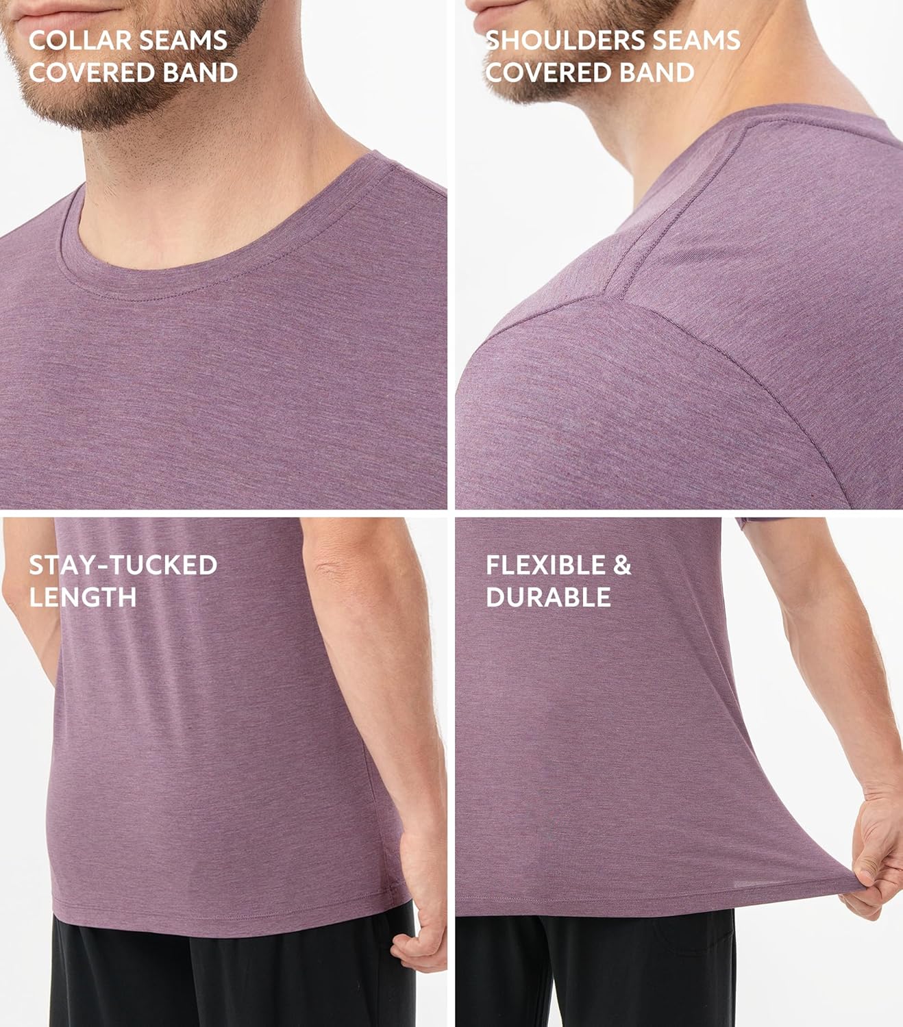 DAVID ARCHY Men's Undershirt Bamboo Rayon Moisture-Wicking Crewneck T-Shirts Stretch Tees for Men, 3 or 5 Pack