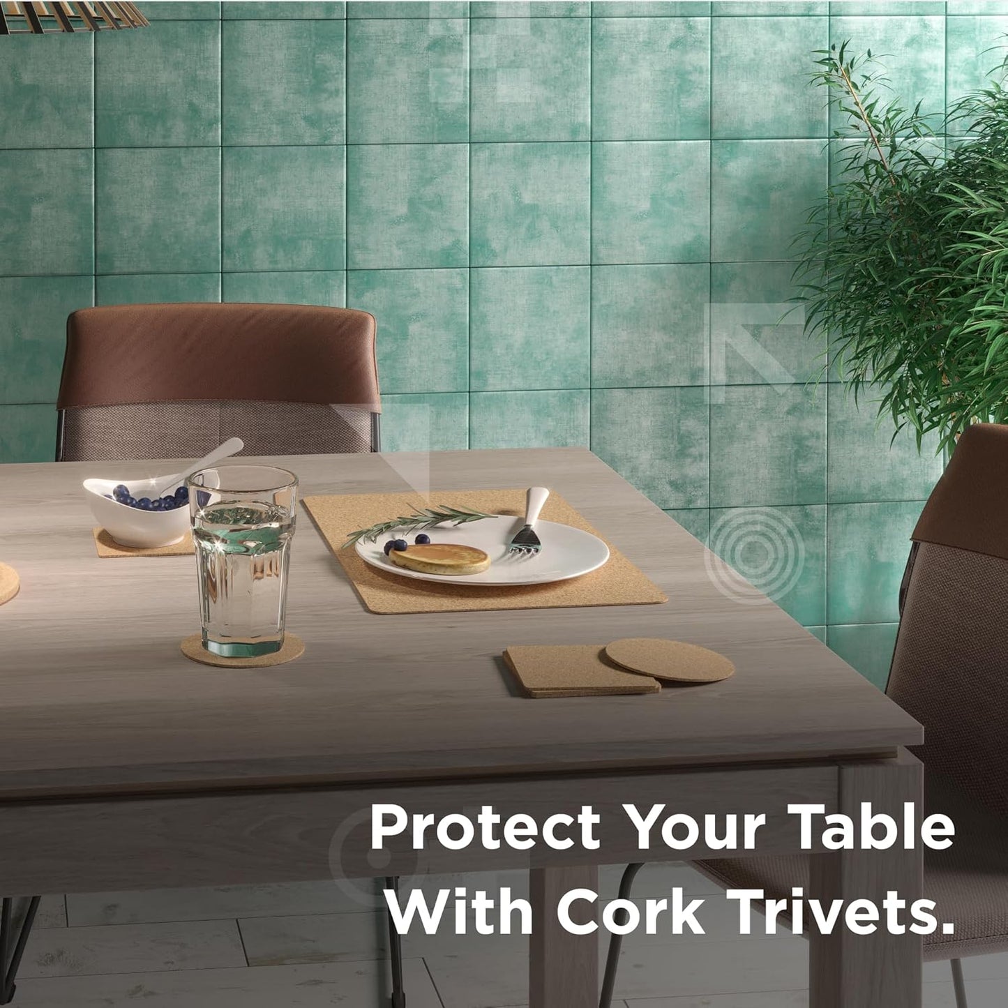 Go4Cork Cork Round Trivet Set - 195x10mm (7.68"x0.39"), Pack of 3 | Heat Resistant, Reusable, Easy to Clean | Ideal for Kitchen & Dining