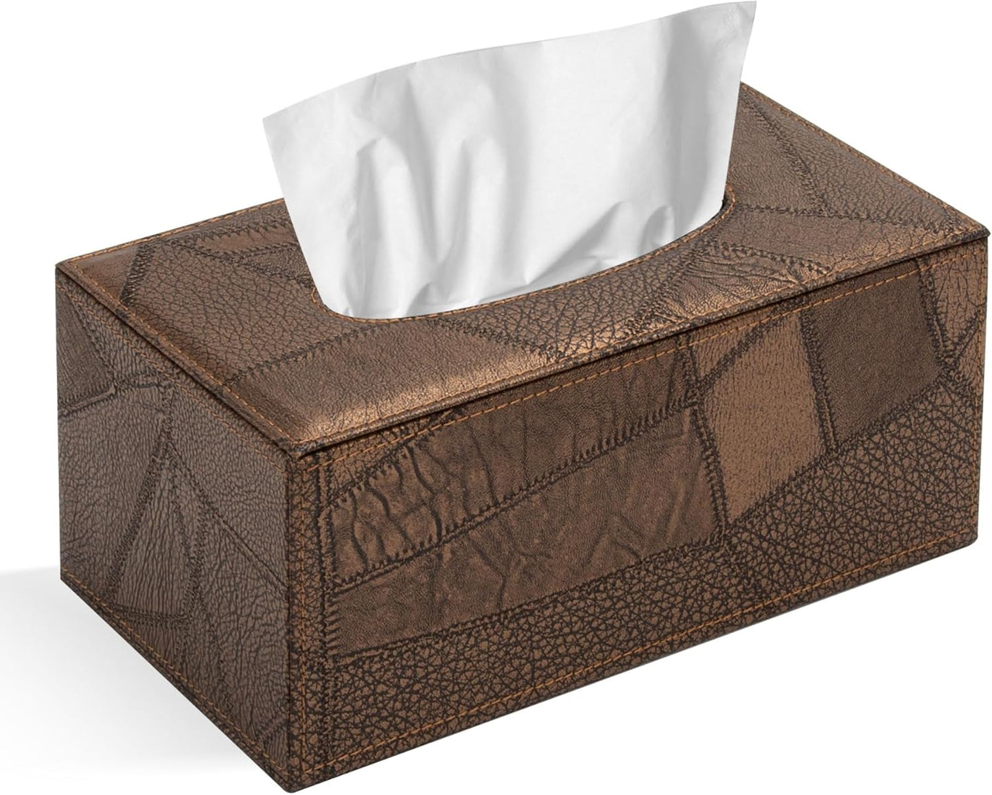 Tissue Box Cover Rectangular Tissue Box Holder for Bathroom (Retro Brown)