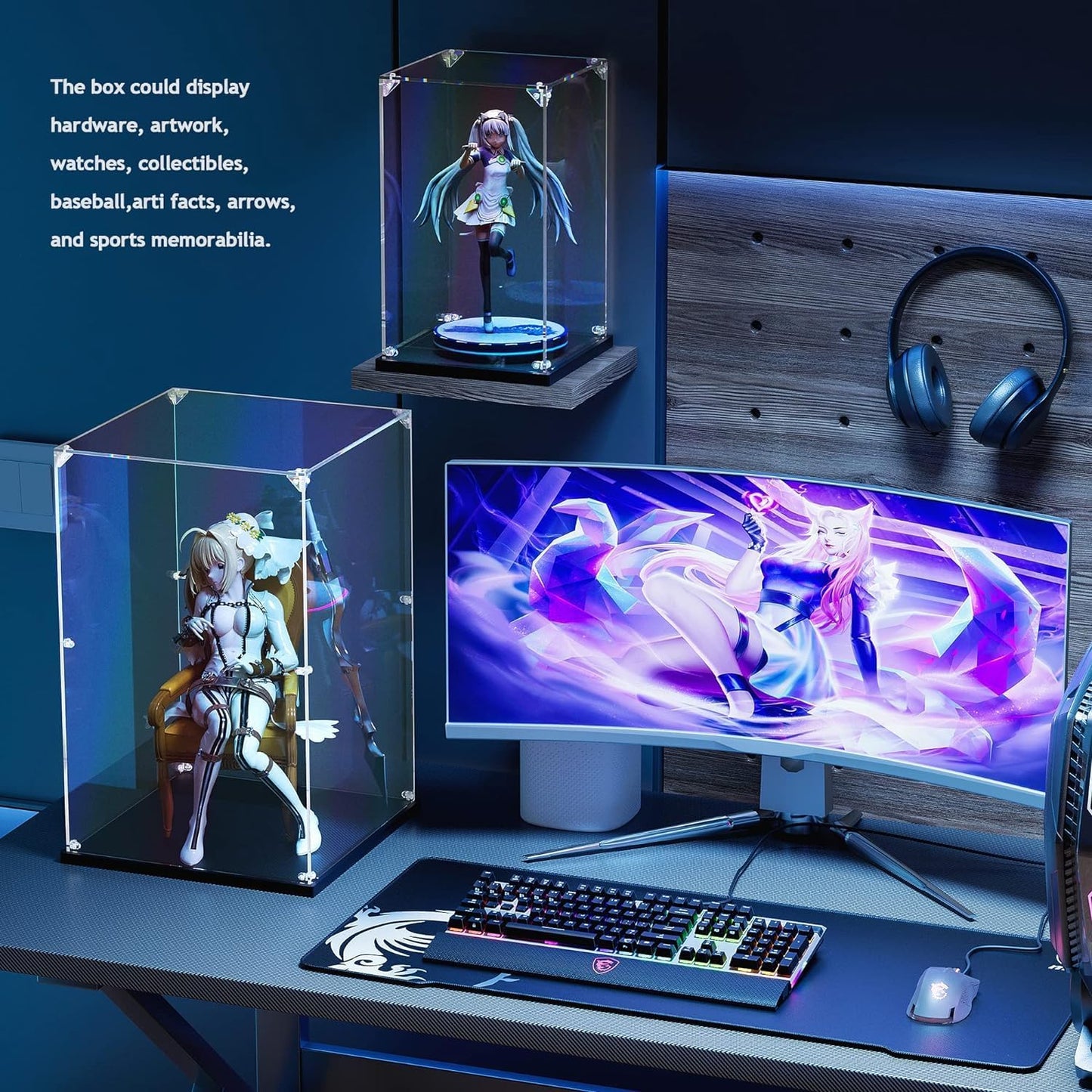 Clear Acrylic Display Case ,Self-Assemble Showcase for Collectibles, Action Figures, Dolls, Toys - Alternative Glass Box for Commemorative Gifts (7.84x7.84x15.74 inch, 20*20*40 cm)