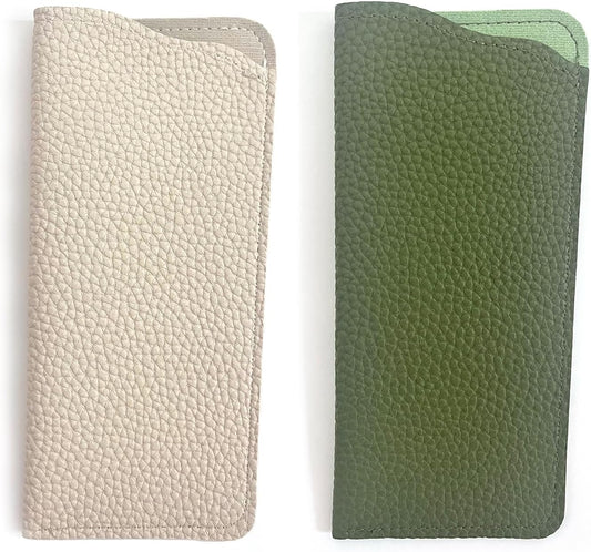 Mirkcittle Cases for eyeglasses 2 Pack Soft Leather for Women Men Fashion PU Sunglasses Pouch Portable Travel Glasses Cases