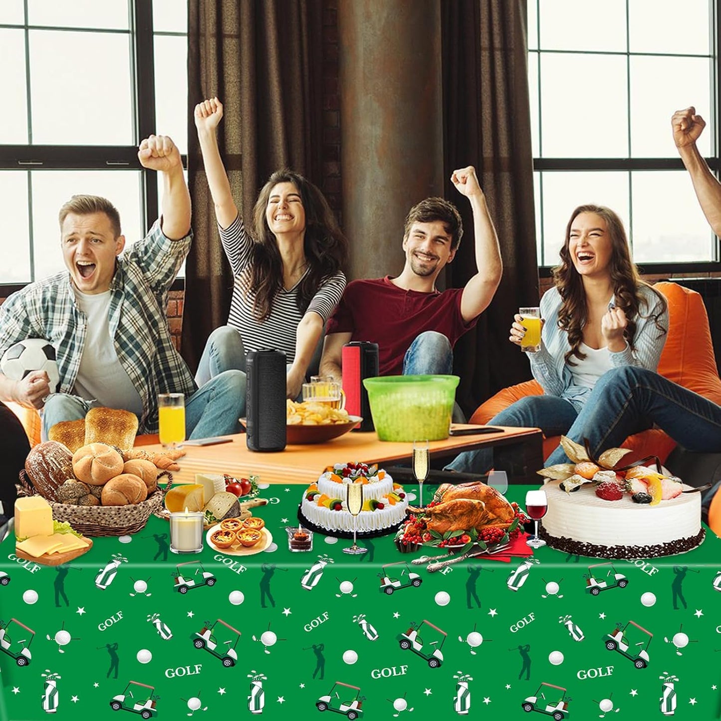 4Pcs Golf Tablecloth Golf Party Decorations Sport Themed Party Supplies Rectangle Plastic Disposable Table Cover Ball Decorations for Birthday Picnic Sport Events