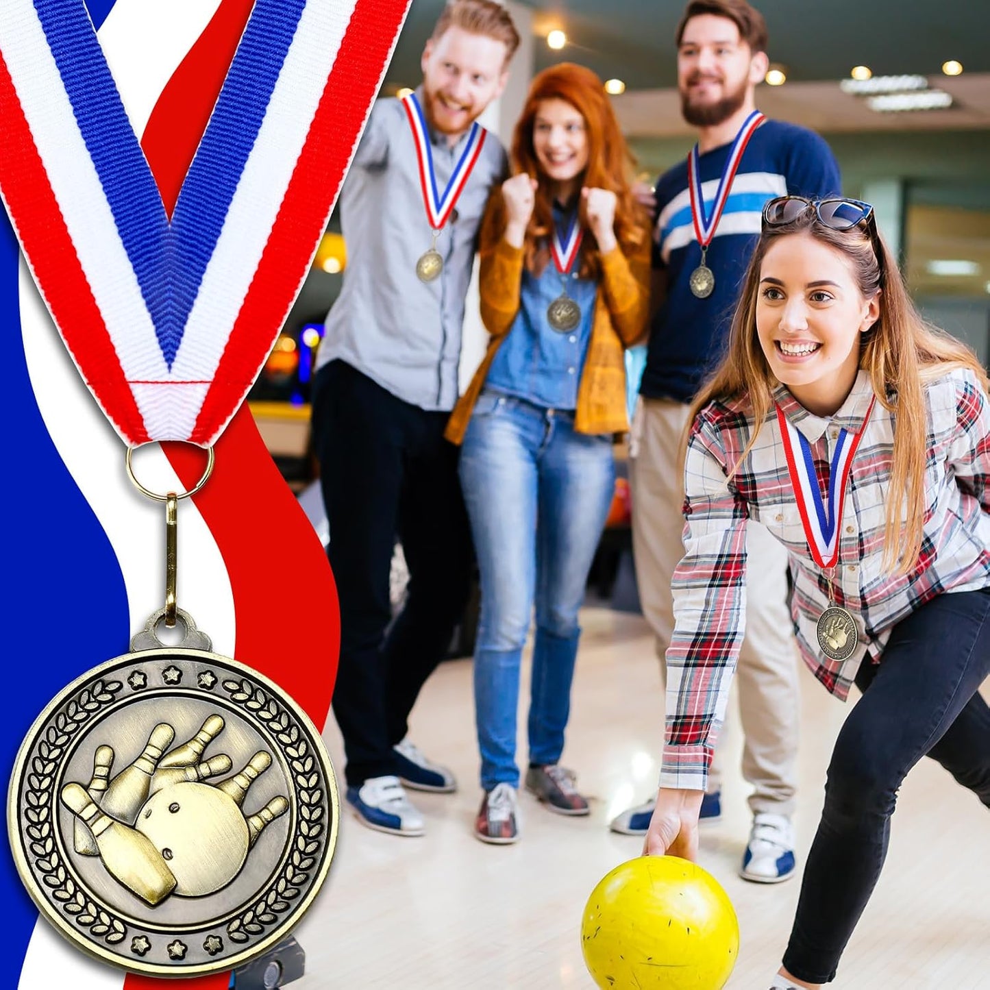 Remuuly 30 Pcs Gold Medals Bulk 2'' Basketball Soccer Baseball Volleyball Football Lacrosse Kickball Cheer Bowling Trophy Medals for Awards for Sports Participation Winner Gift