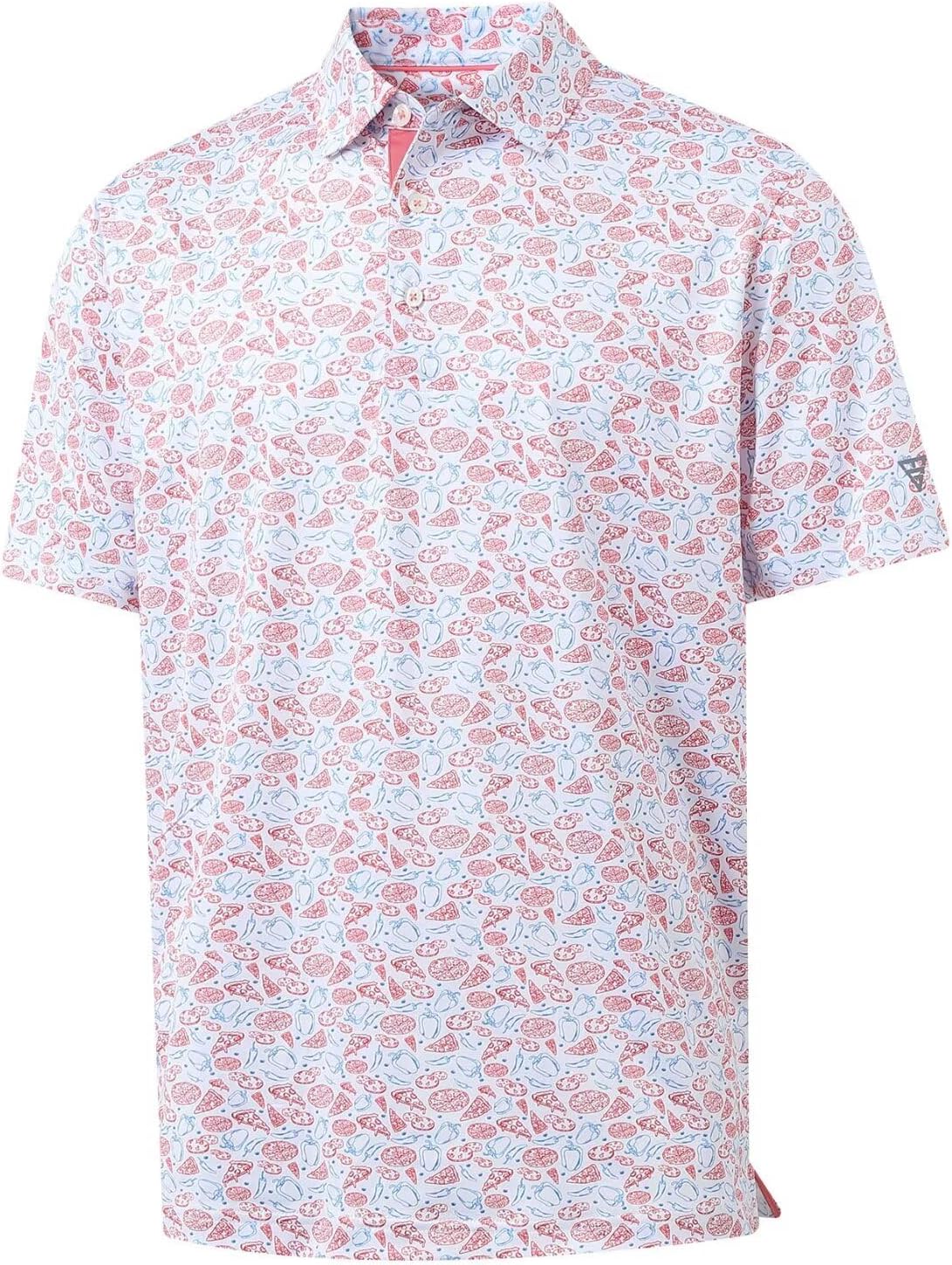 M MAELREG Mens Golf Shirt Short Sleeve Dry Fit Print Moisture Wicking Performance Patterns Collared Polo Shirt