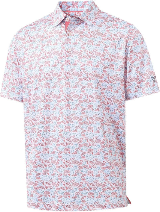 M MAELREG Mens Golf Shirt Short Sleeve Dry Fit Print Moisture Wicking Performance Patterns Collared Polo Shirt