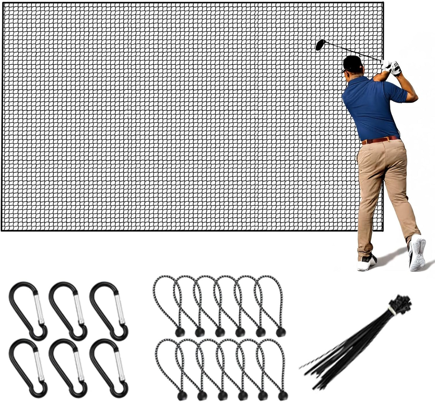 Golf Net, 12X12ft /12X15ft/12X20ft Golf Practice Net Sports Practice Barrier Net for Baseball, Hockey, Soccer, Netting for Garage, Backyard, Indoor Outdoor Sports Netting