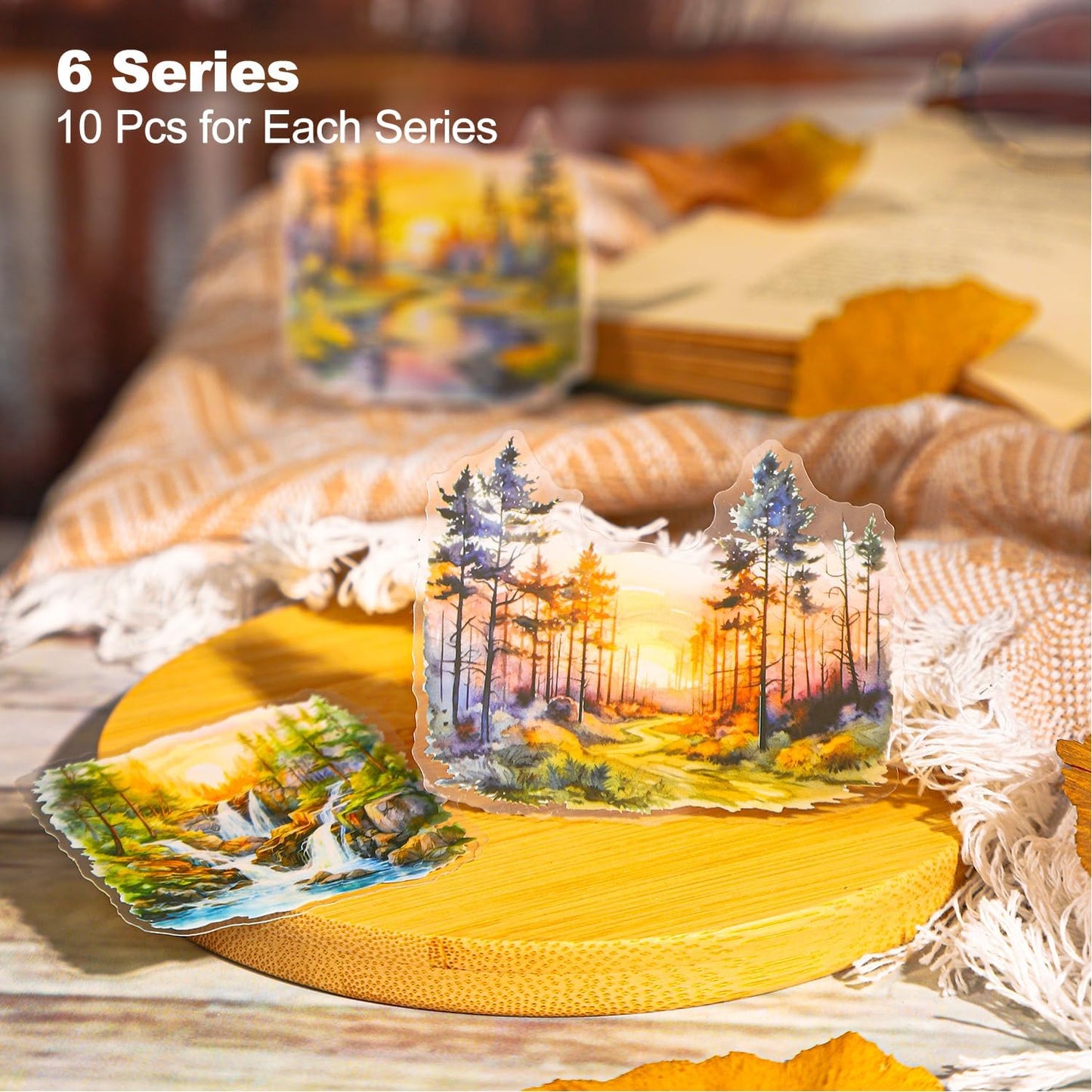 Large Scenery PET Sticker Set, 60Pcs Nature and Countryside Stickers for Scrapbooking, Journaling, DIY Crafts, and Art Supplies