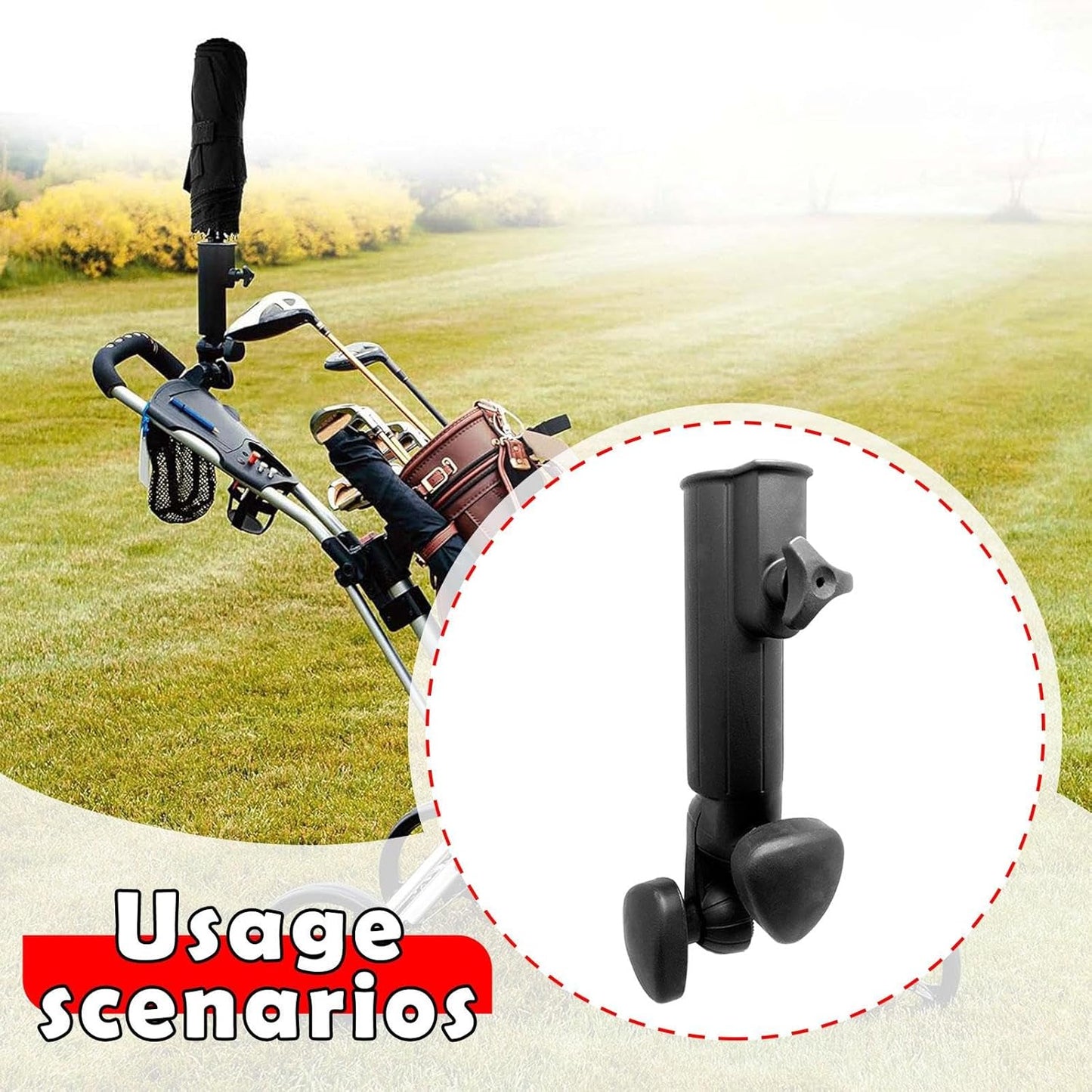 Golf Umbrella Holder, Clamp Trolley Attachment,Golf Equipment, Lightweight Mount Support Stand for Bike Trolley Push Cart
