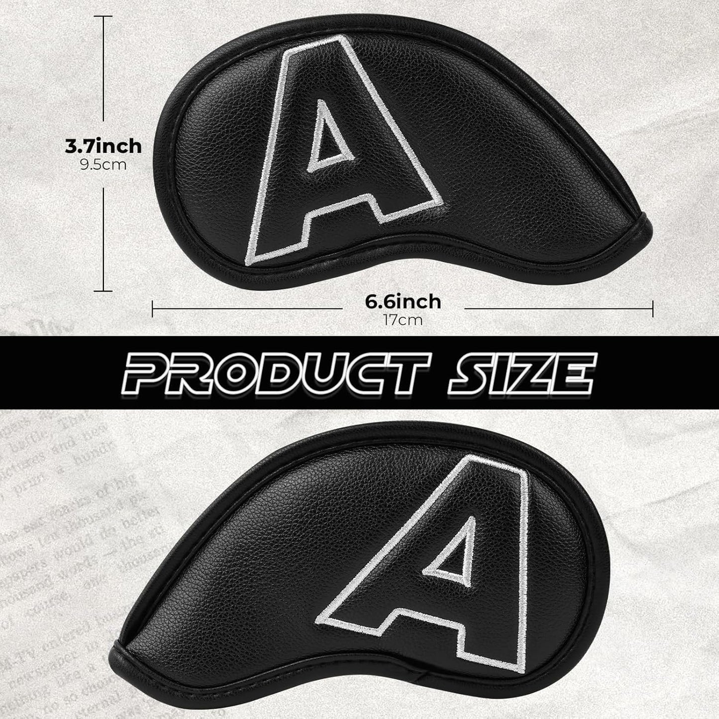 Craftsman Golf 10pcs Red No. on Both Sides Magnetic Closure Classic Black Leather Iron Headcover Covers Set Travel Cases Protector Available Custom with Name