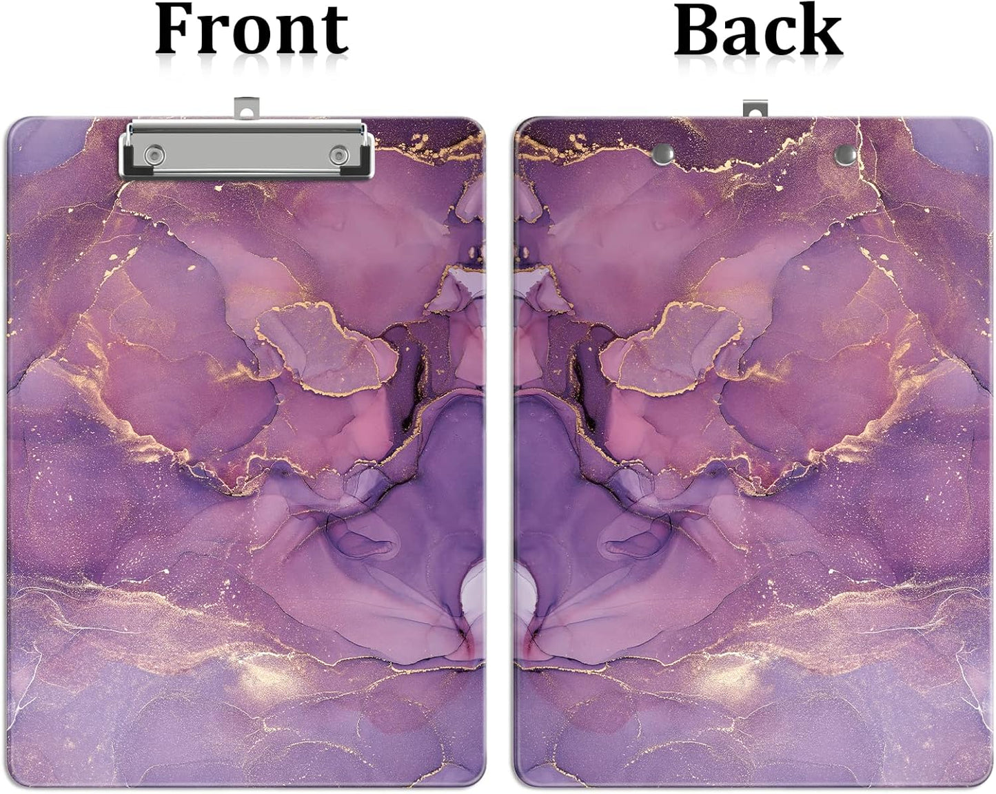 Plastic A4 Clipboards, Cute Clip Board Stardard Letter Size 9 x 12.5 in, Office Decorative for Students Women Men and Kids, Purple Marble