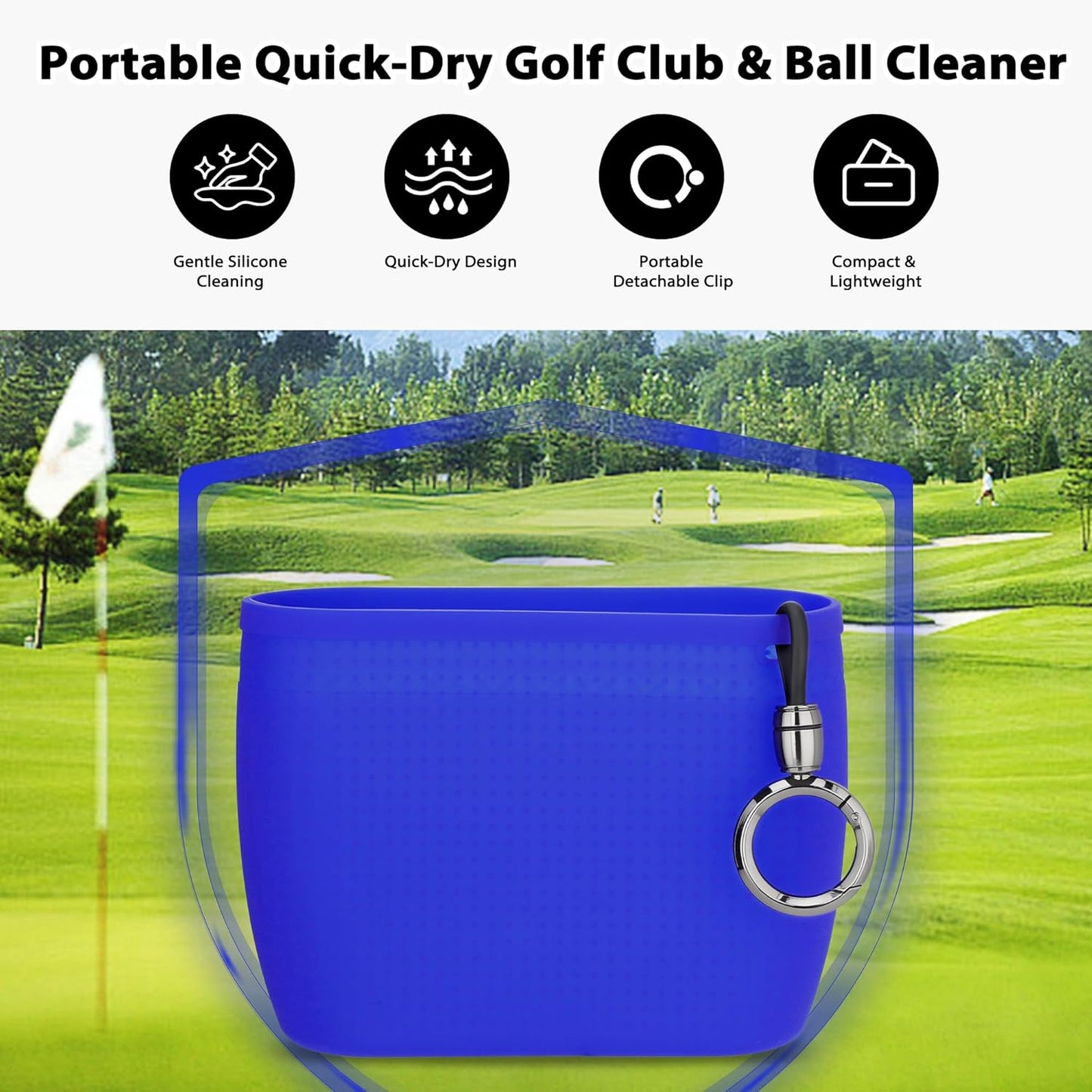 MOSTY Golf Club and Golf Ball Cleaner Bag – Best Golf Club Cleaning Kit, On-Course Golf Accessories, Club Cleaner for Golf Bag, Golf Gifts for Men Women Golfers, Unique Golf Gear for Him(Silicone)