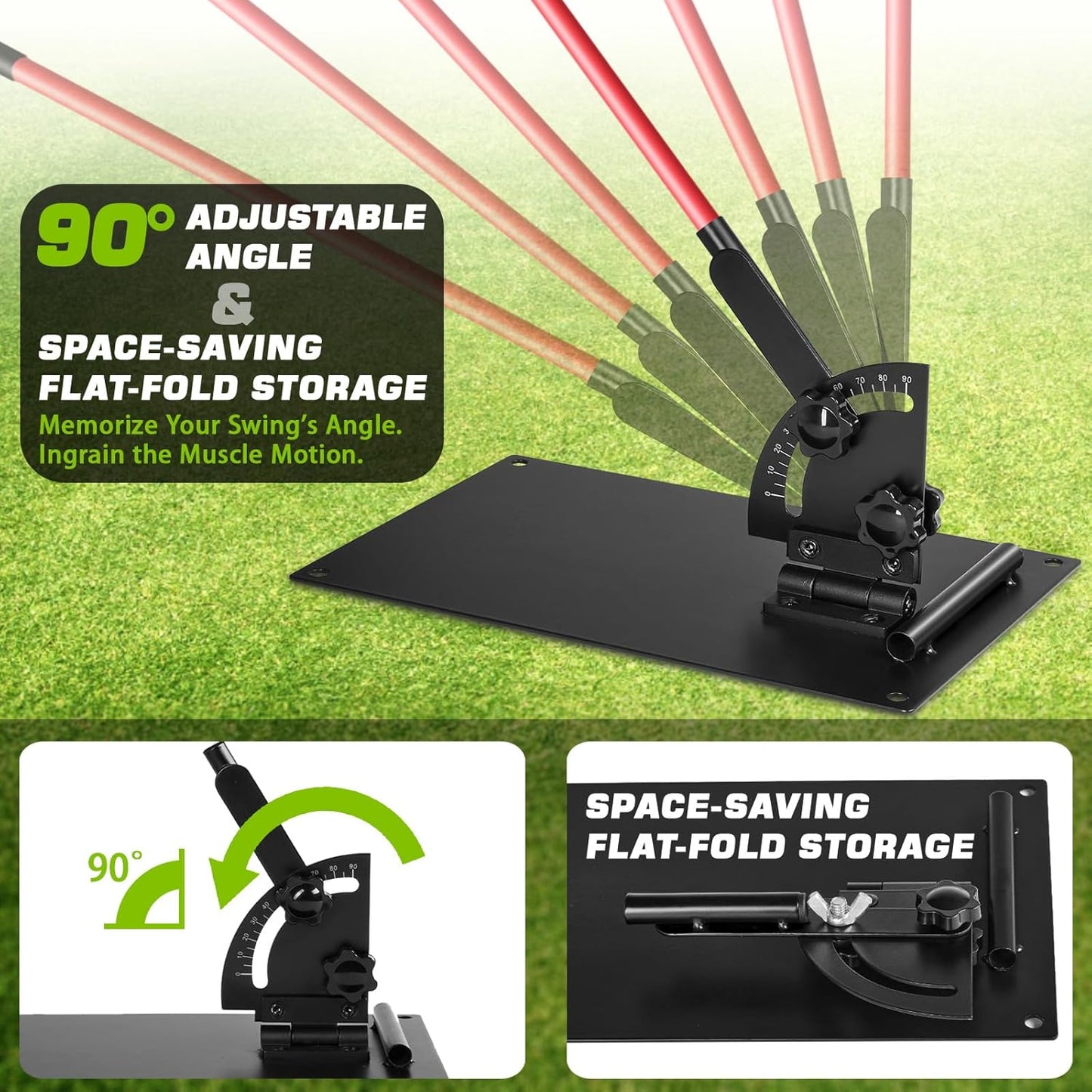 Pro Golf Alignment Sticks Holder – Adjustable Swing Plane Trainer with Weighted Base | Angle Plate Golf Training Aid for Swing Path, Putting & Aiming