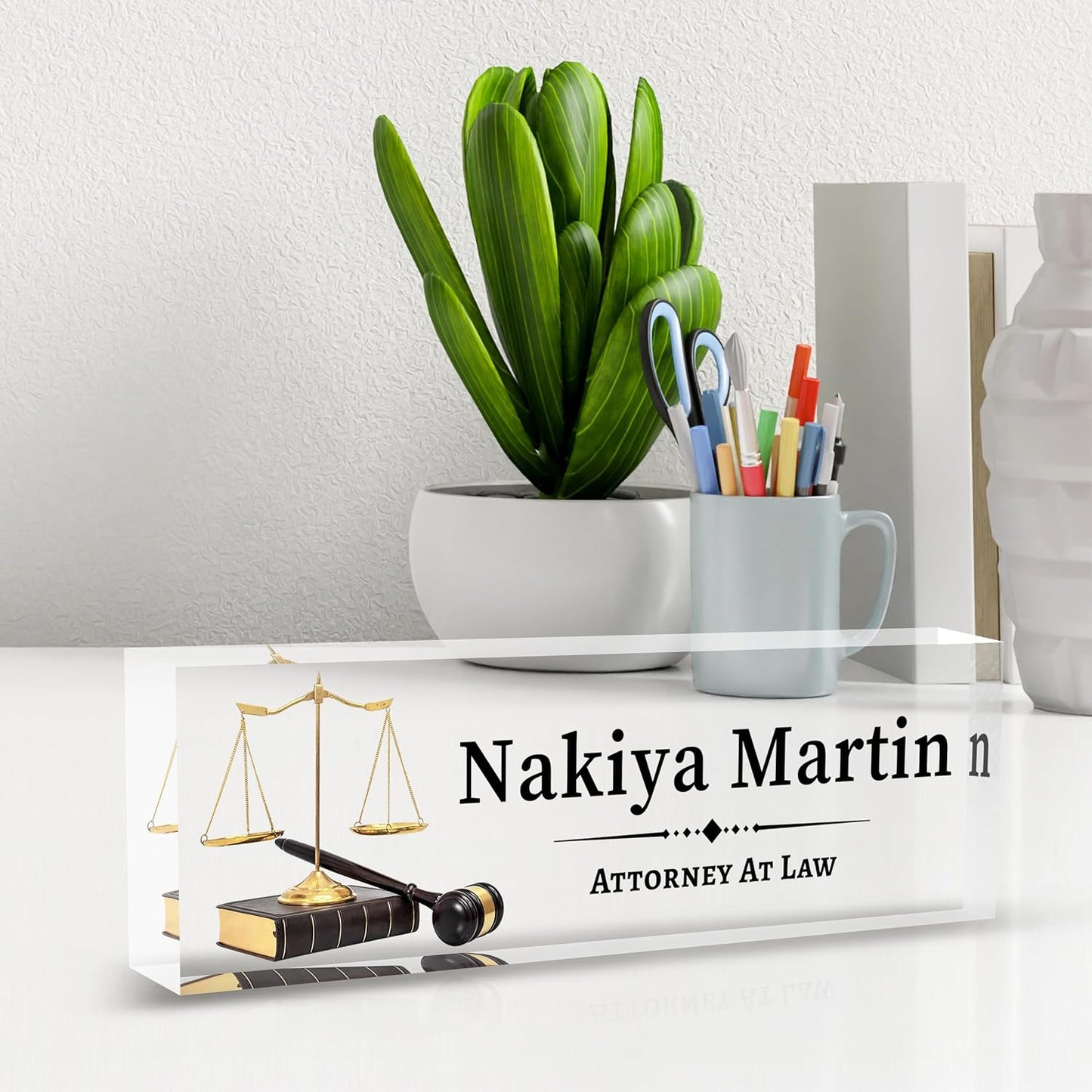 Personalized Name Plate for Desk Custom Acrylic Desk Name Plate Custom Employee Appreciation Gifts Office Gifts for Women, Men, Boss, Coworkers, Teacher, Nurse (Lawyer)