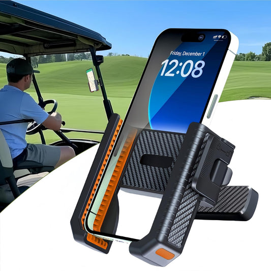 Golf Cart Phone Holder Magnetic - N52 Magnets 360° Rotation Dual Lock System Fits iPhone & Samsung | Golf Cart Phone Mount for EZGO, Club Car, Yamaha | Golf cart Accessory & Great Gift