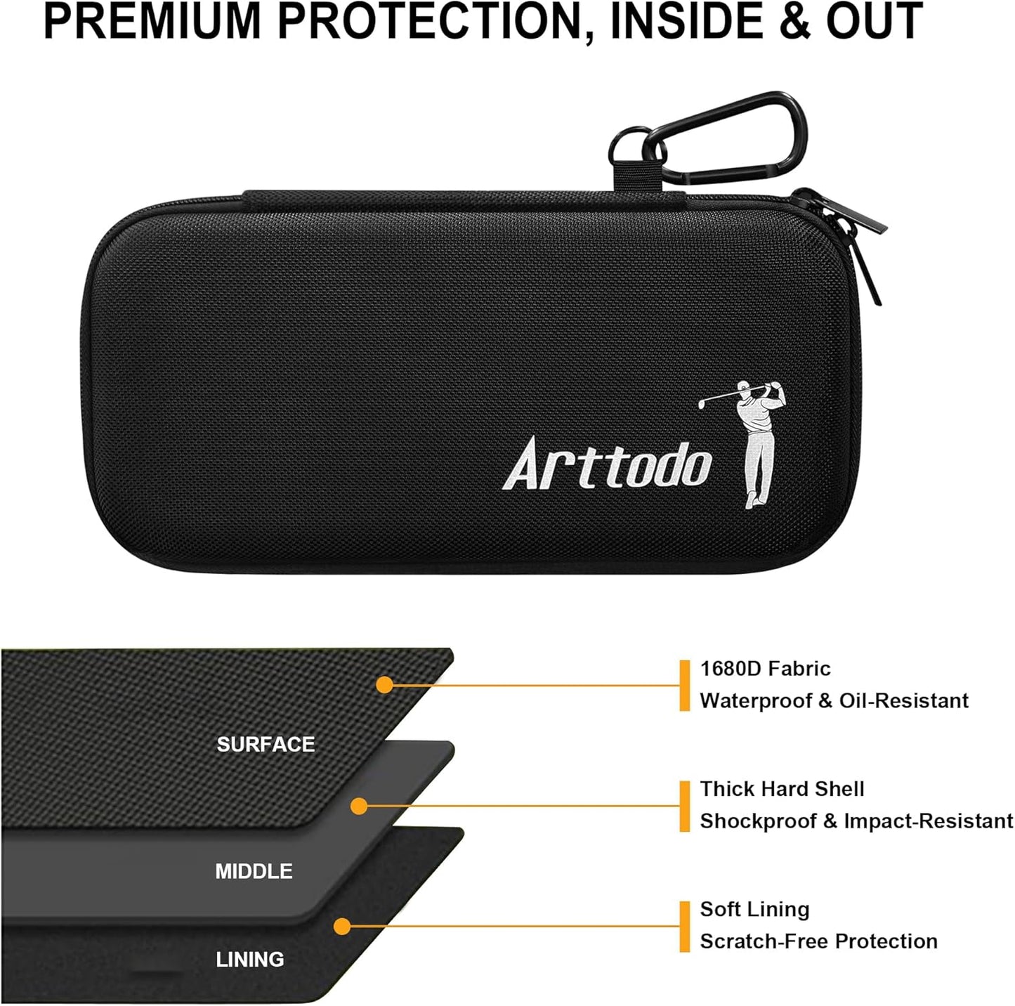 Golf Glove Case with Glove Shaper, Golf Accessories Storage Case for Tees, Ball Markers, Phone, Hard Shell Golf Bag Organizer for Golfers. A Golf Bag Accessories Must Have