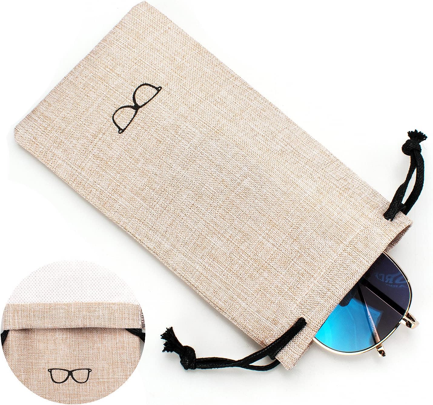 Vemiss Hard Shell Eyeglasses Cases, Linen Fabrics Protector Sunglasses Case, Large Glasses Case