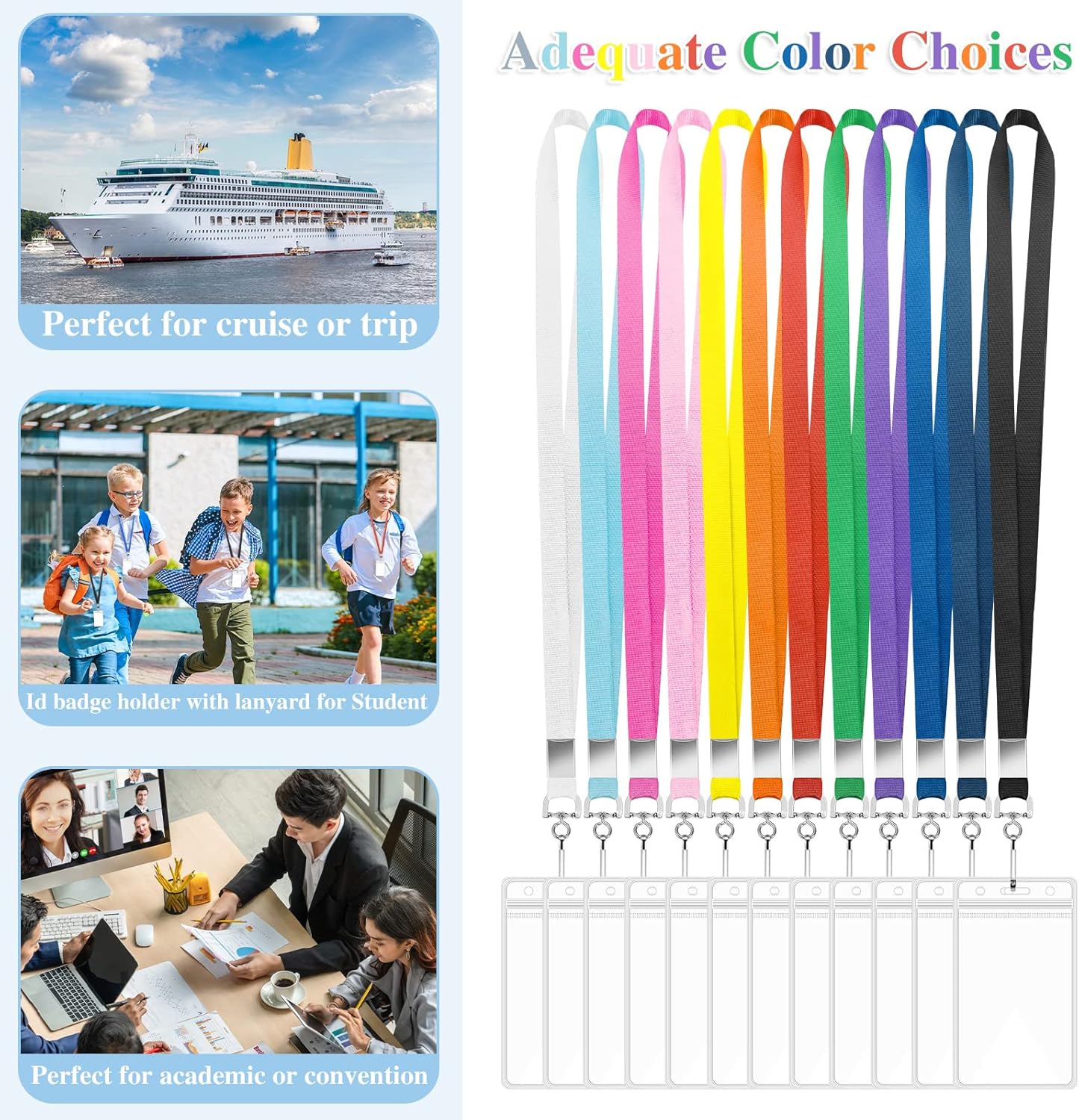 24 Pack Lanyards for ID Badges Cruise Lanyard for Ship Cards with Waterproof ID Badge Holder Cruise Essentials 2025 (12 Colors)