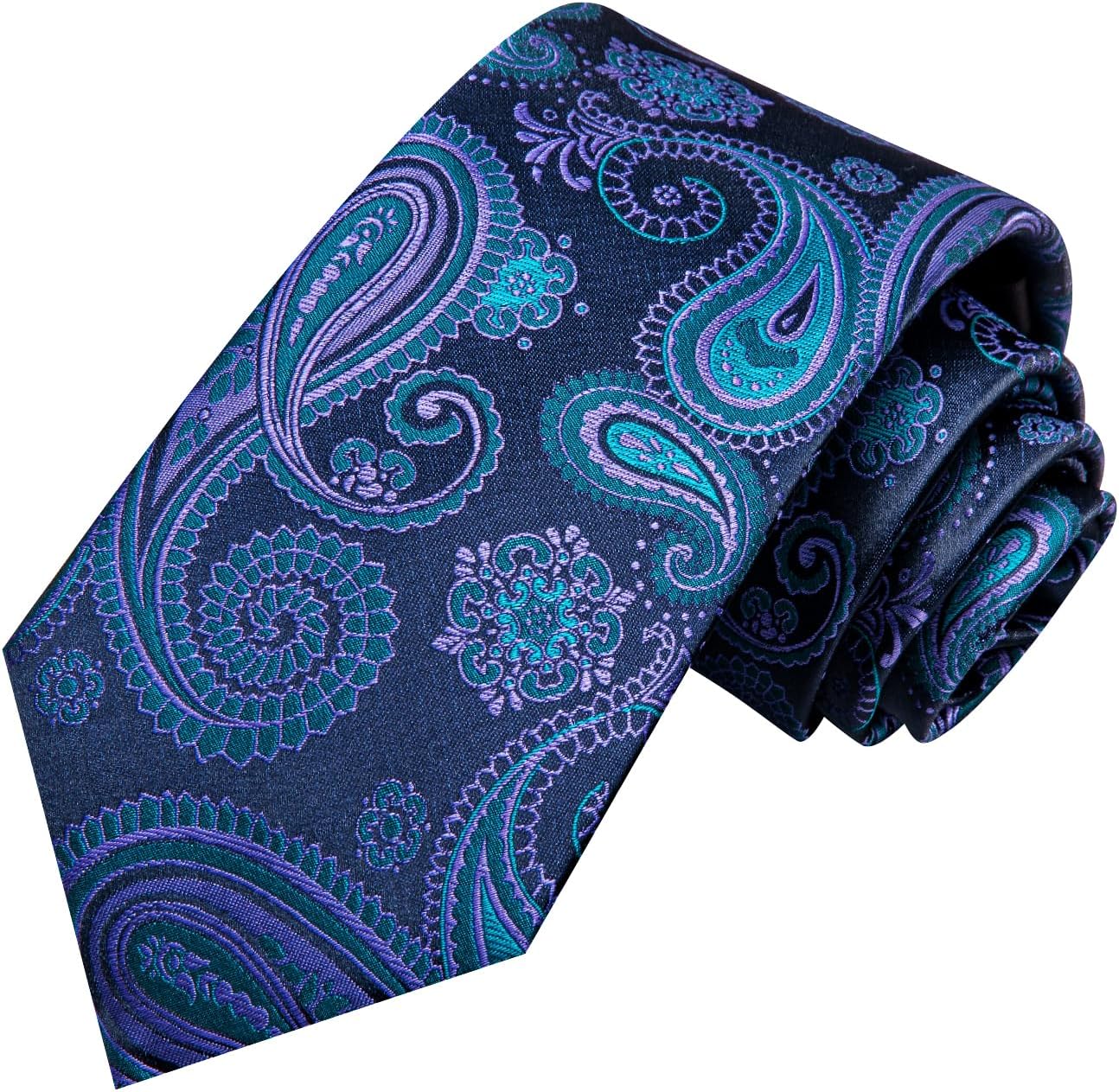 Hi-Tie Men 63inches Tie Set Extra Long Necktie Paisley Tie Pocket Suqare Cufflinks Big and Tall Men Tie
