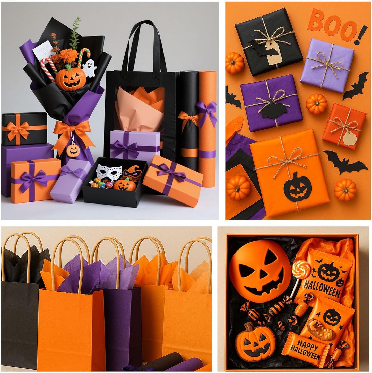 Shindel 120 Sheets Halloween Tissue Paper, 20x14 Inch Gift Wrapping Paper for Halloween DIY Crafts Gift Bags Boxes 5 Colors