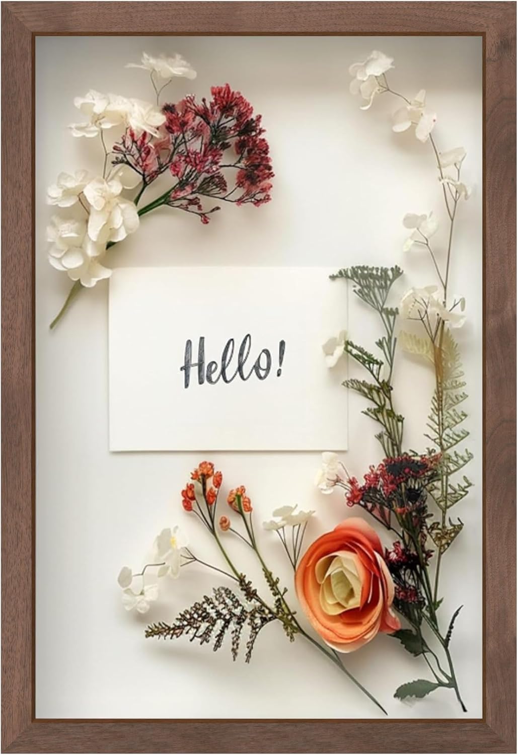 FrameWorks 12" x 18" Dark Oak Wooden Shadow Box Frame – Soft Felt Back, Tempered Glass, and Included Elegant White Ball Push Pins