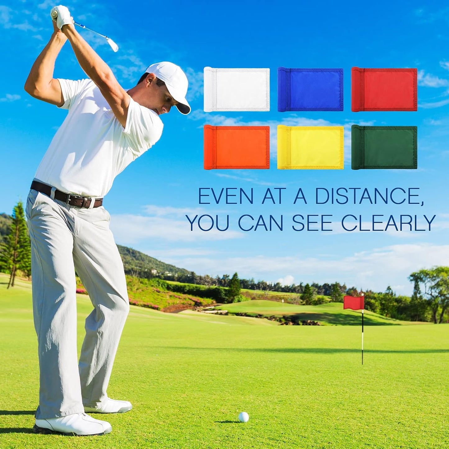 Oudain 6 Pcs Golf Target Flag with Tube Inserted Waterproof Putting Golf Flags 420D Nylon Mini Pin for Yard Indoor Outdoor Backyard Garden Portable, 8 x 6 Inch