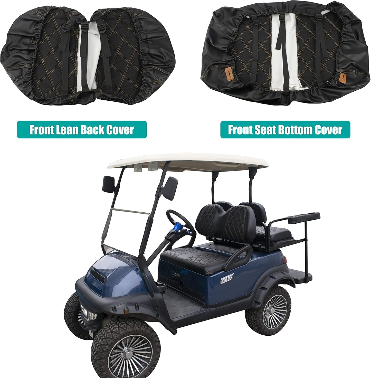 NOKINS Golf Cart Diamond Seat Covers Kit, Fit for Club Car Precedent OEM Standard Front Seat Cushion, Golf Cart Vinyl Seat Cover, No Nails Required
