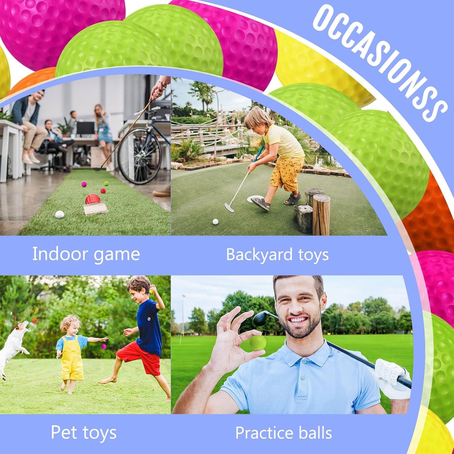 Junkin 24 Pcs Foam Golf Practice Balls Realistic Feel and Flight Training Sport Balls Elastic Soft Foam Golf Balls for Indoor or Outdoor Backyard Training